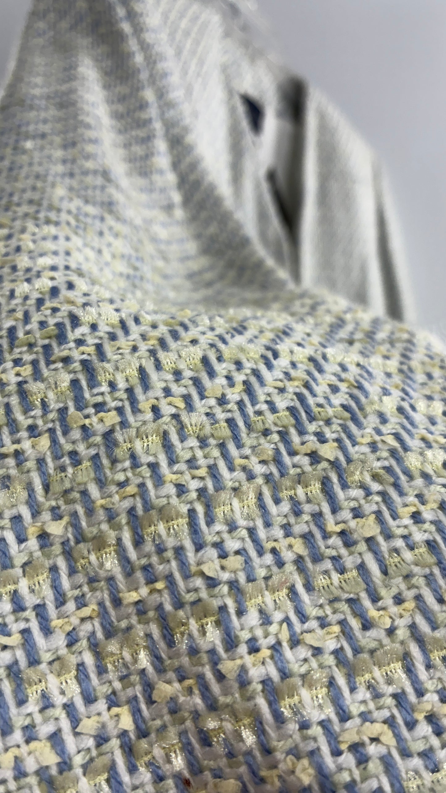 Vintage Blue and Yellow Tweed ANNE KLEIN Suit Set with Upcycled Micro Mini Skirt (2)