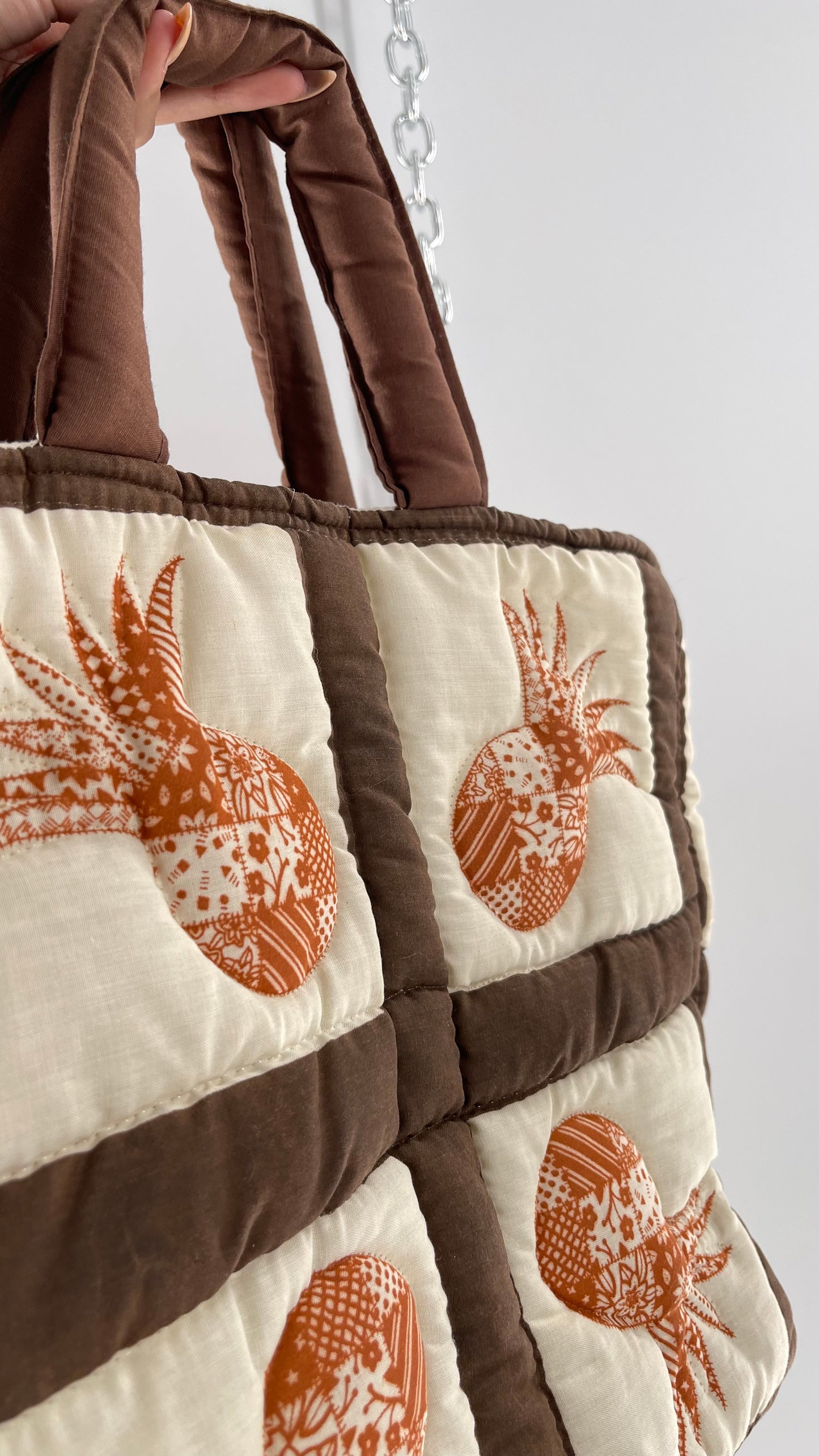 Vintage Patchwork Brown/Orange/Beige Handmade Quilted Tote