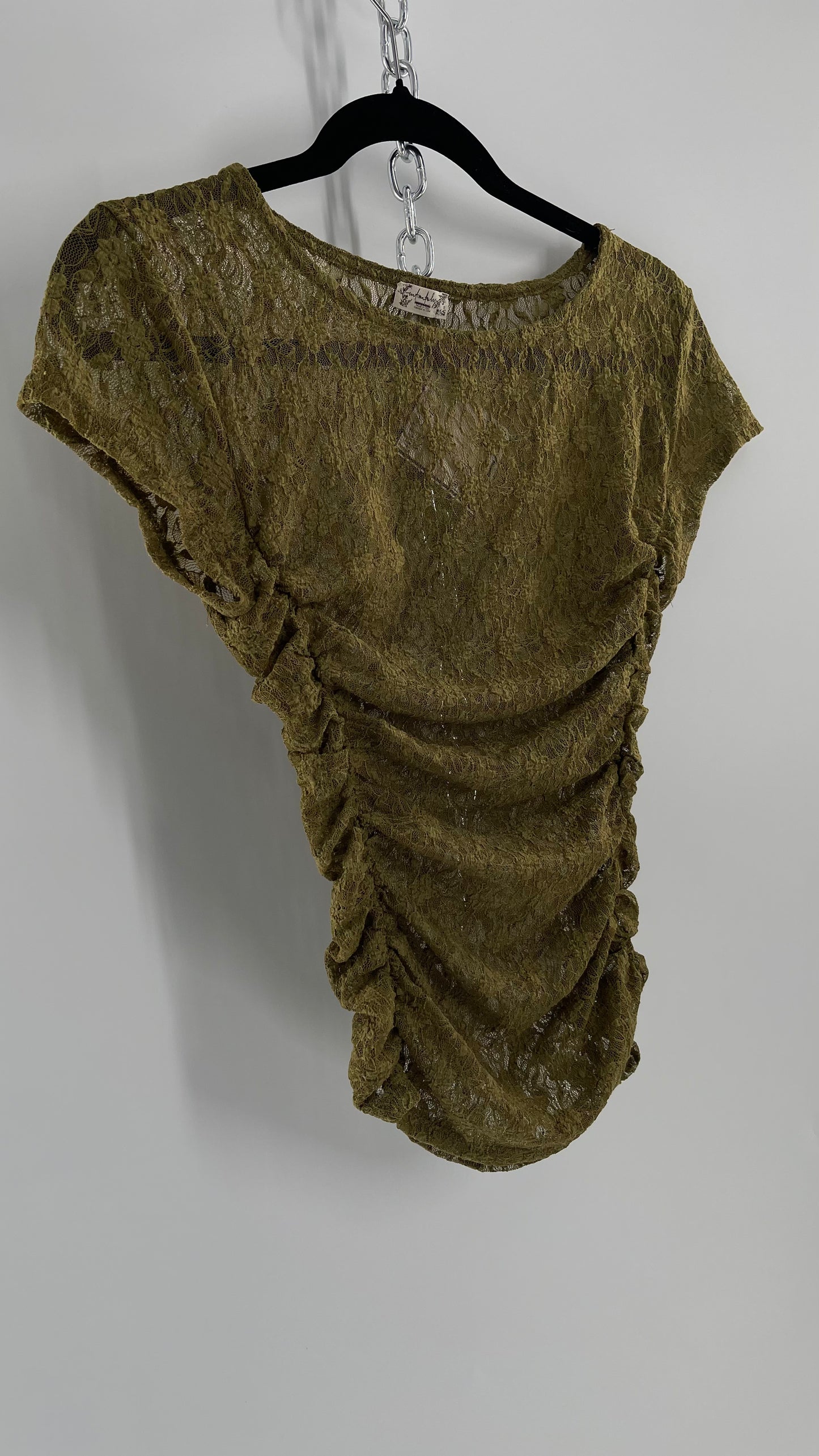 Intimately Free People Army Green Lace Ruche Side T (XS)