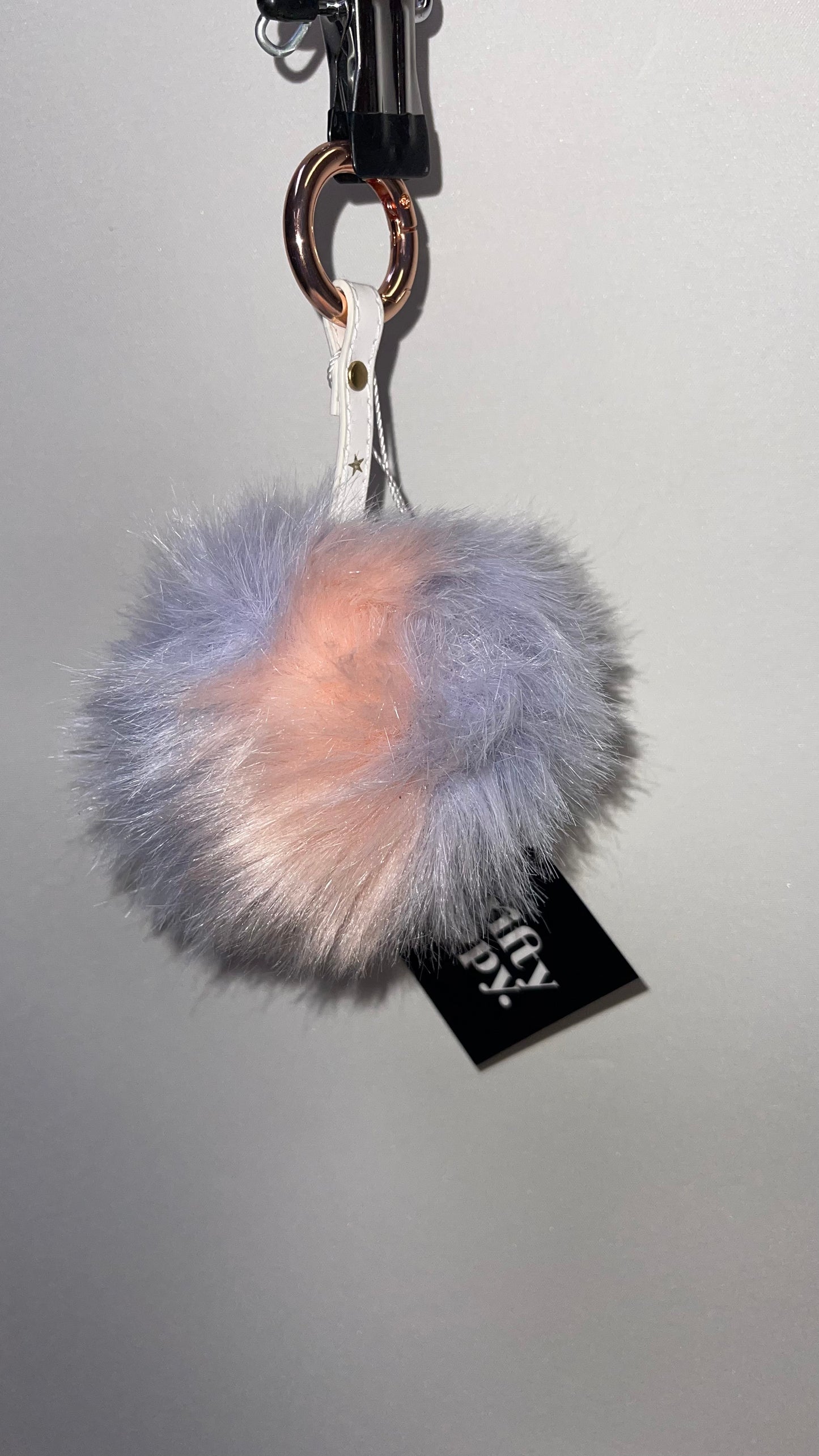 Free People Cotton Candy Pom Pom Keychain with White Star Strap