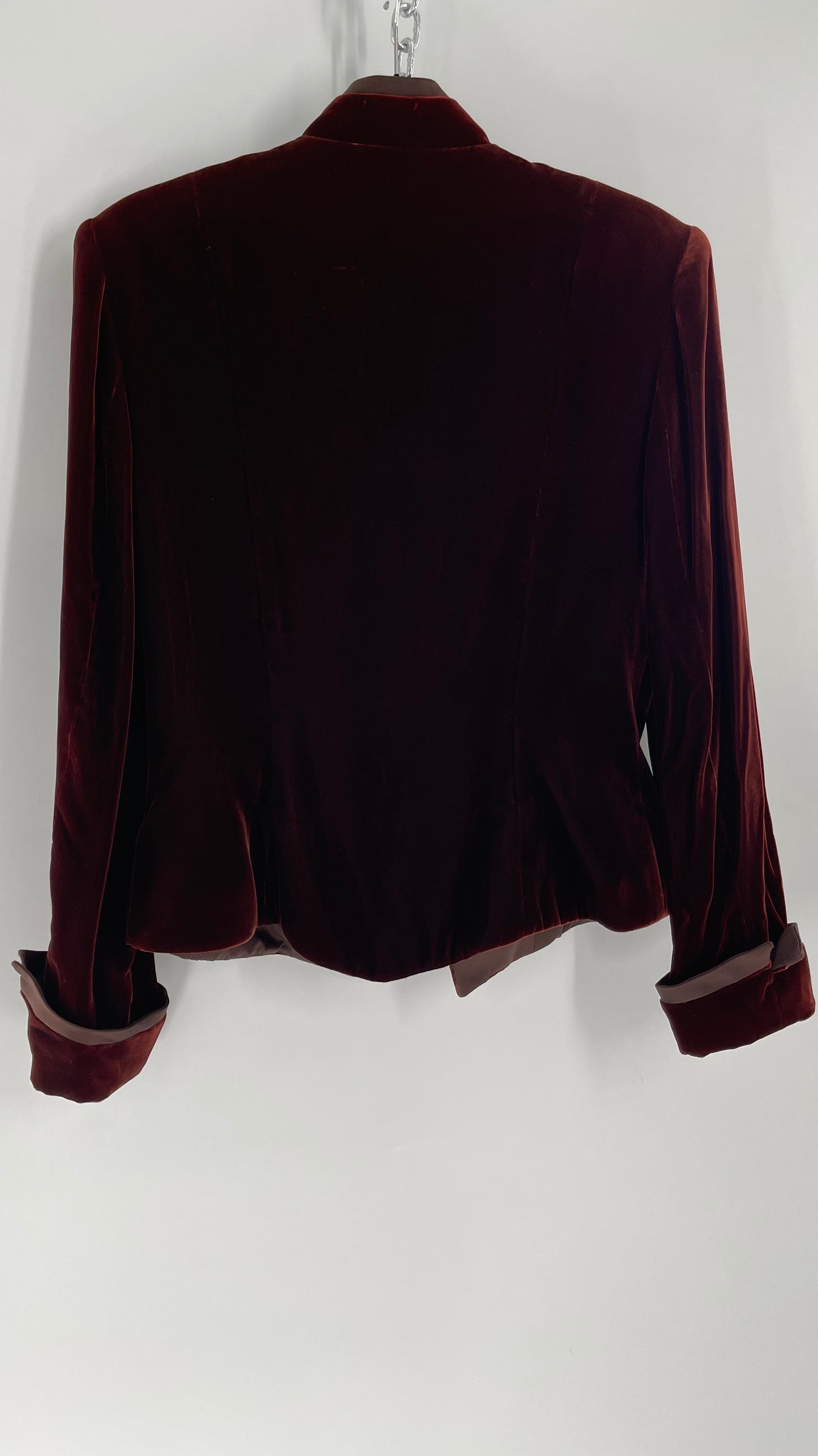 Vintage Anthony Vask Blood Red Burgundy Velvet Coat Jacket with Rope Closure Detailing (C)(10)
