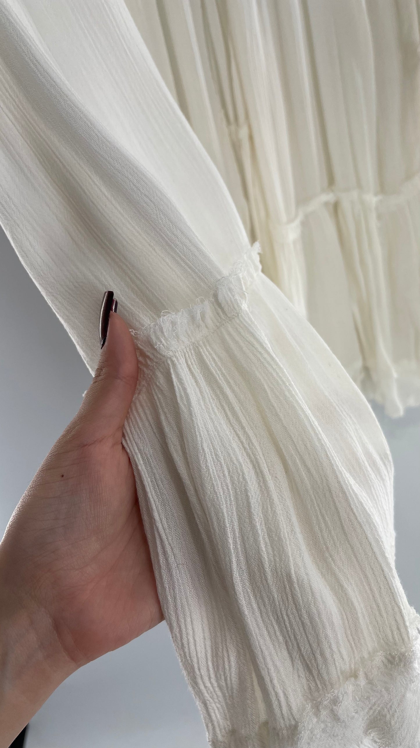Free People White Cotton Voluminous T Shirt Dress (S)