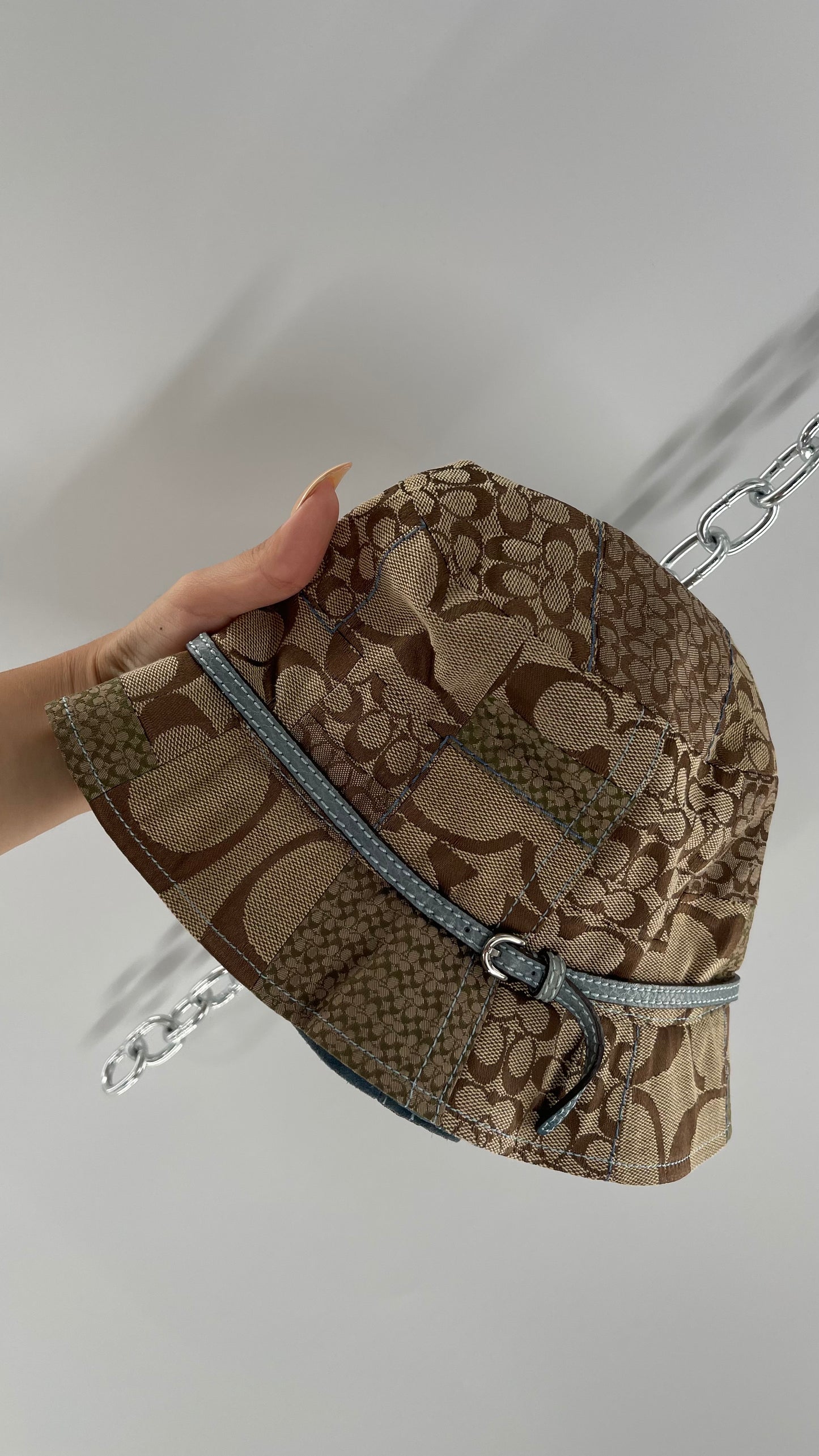 Vintage Coach Logo Patchwork Bucket Hat (Small)