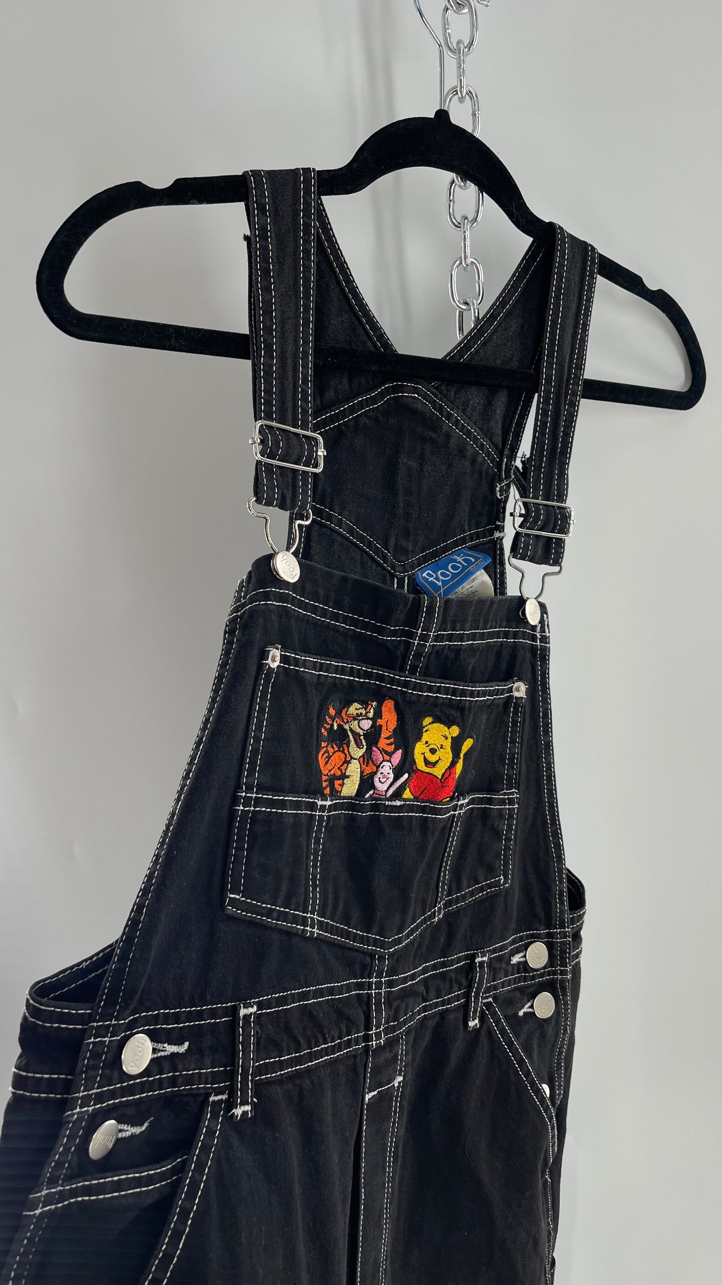 Vintage 80s Nostalgic Disney POOH Denim Embroidered Overall Jumpsuit (Medium)