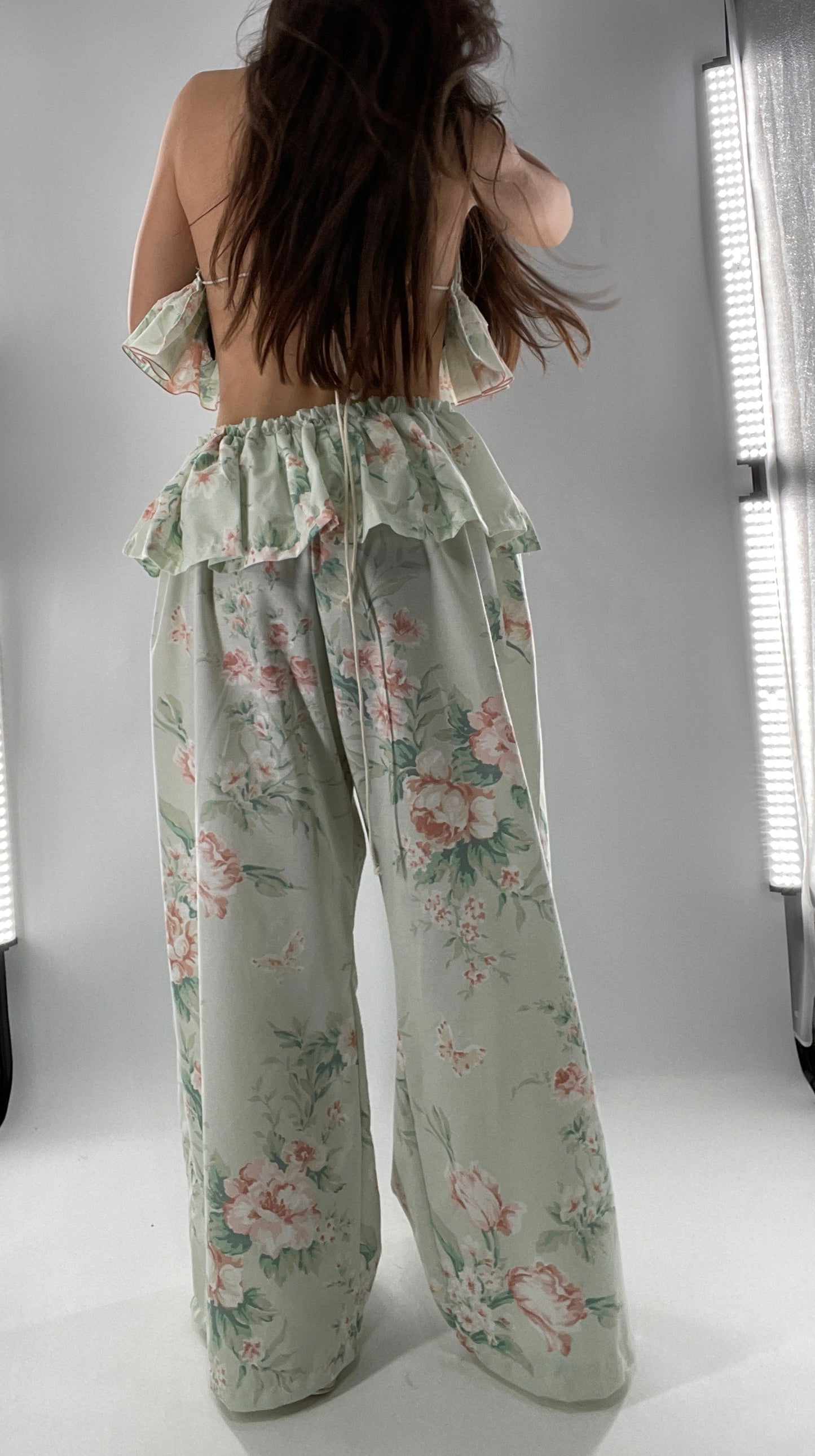 Vintage Set Covered in Delicate Dainty Florals, Butterflies, and Ruffles (One Size, Adjustable)