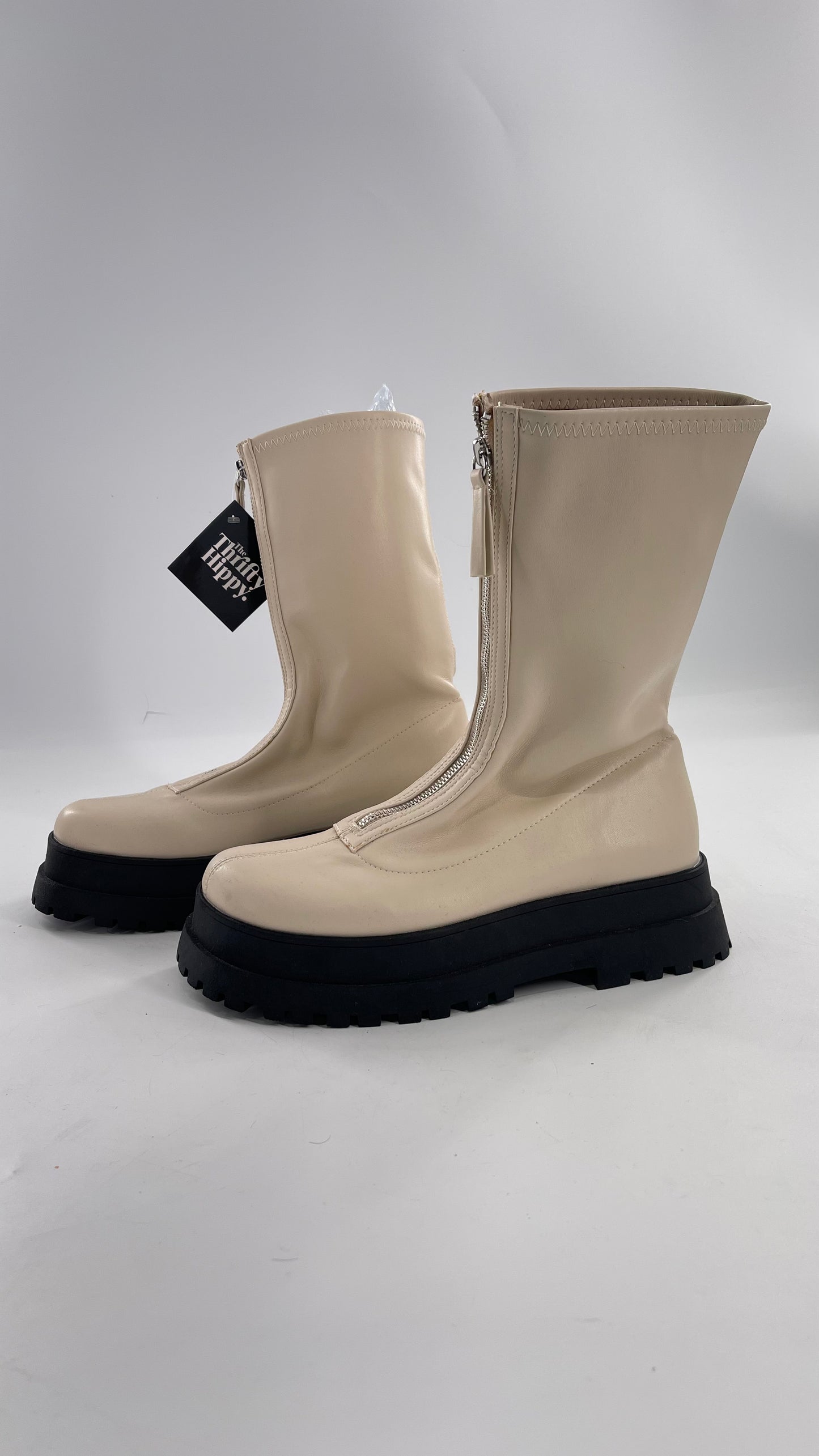 Urban Outfitters Cream Zip Front Boot with Contrast Platform (10)
