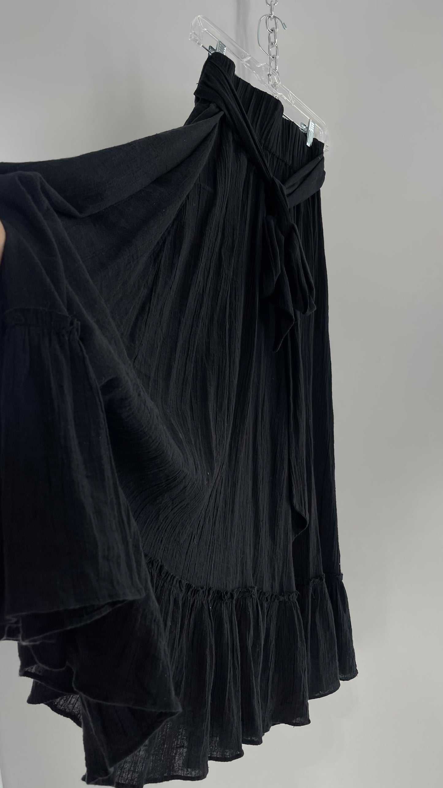 Free People Black Floor Length Skirt (Medium)