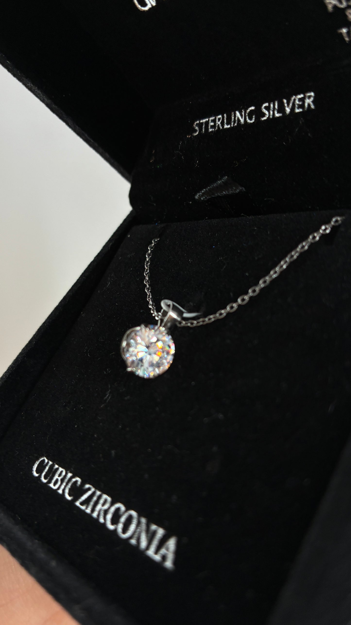 Gianni Bernini Sterling Silver Cubic Zirconia Pendant Necklace in Box