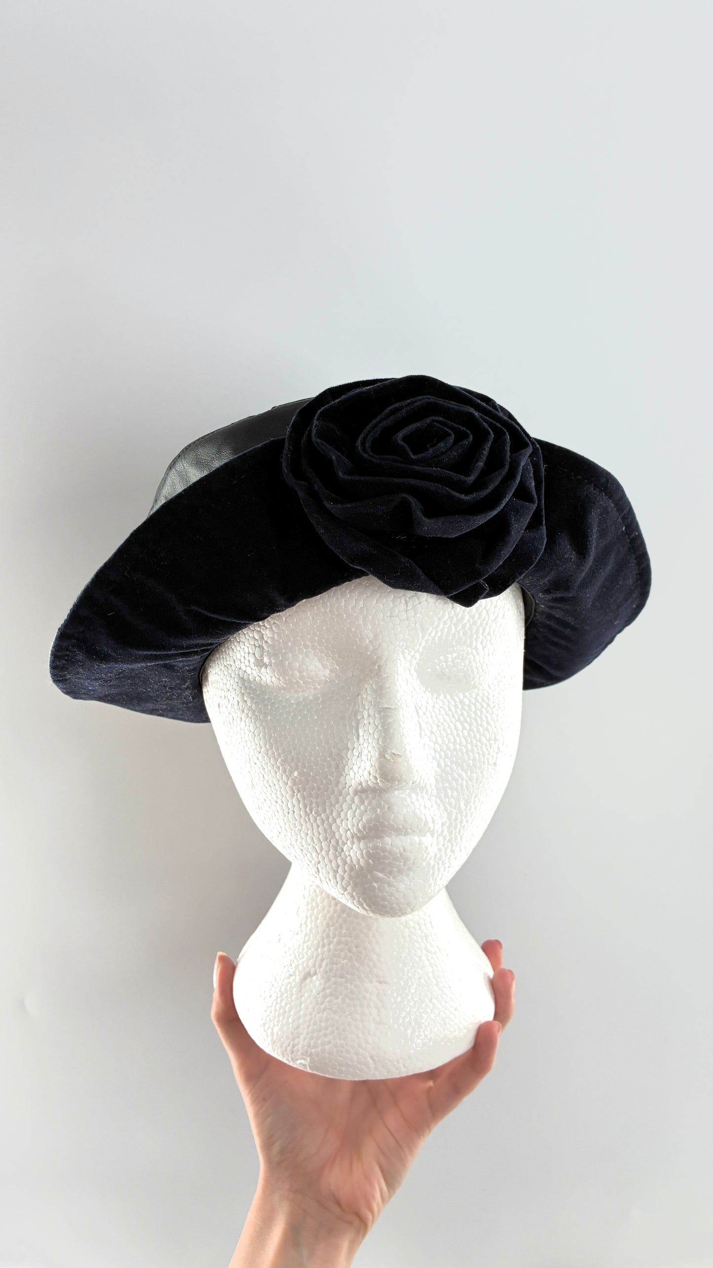 Vintage HENSCHEL HAT CO Missouri Leather Bucket Hat with Rosette (Medium)