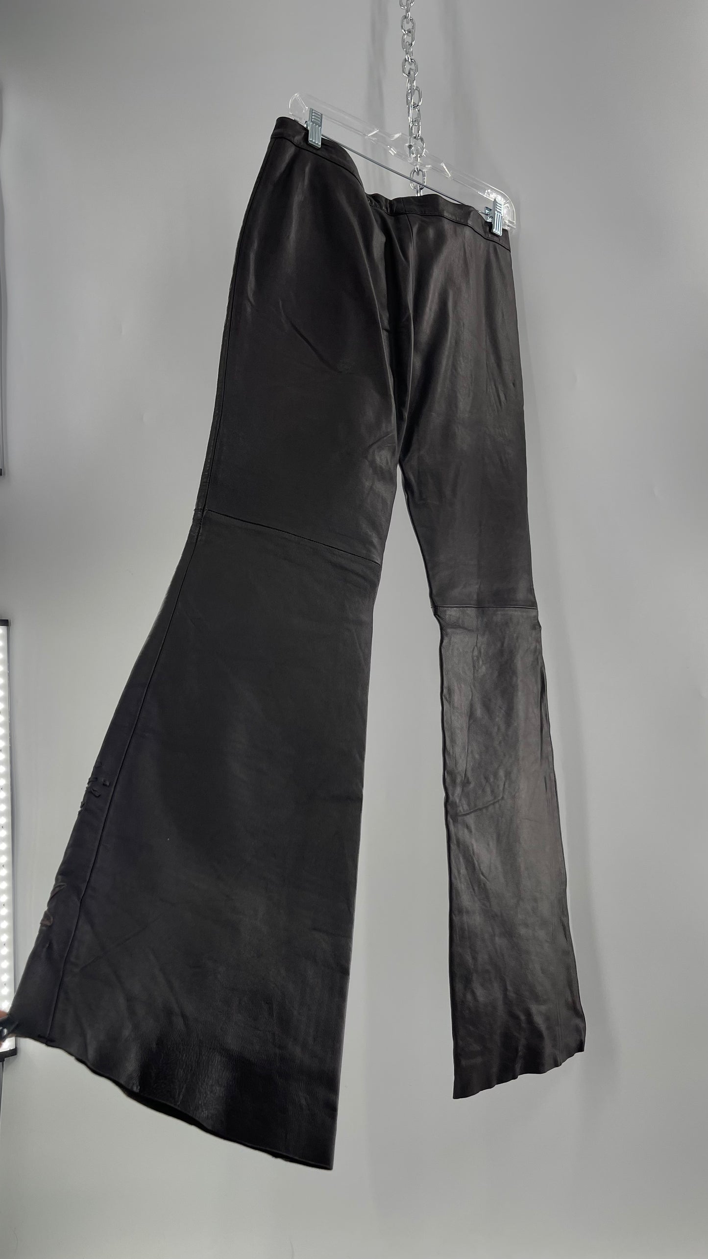 Moschino Brown Leather Embroidered Pants (10) ***WITH TAGS***