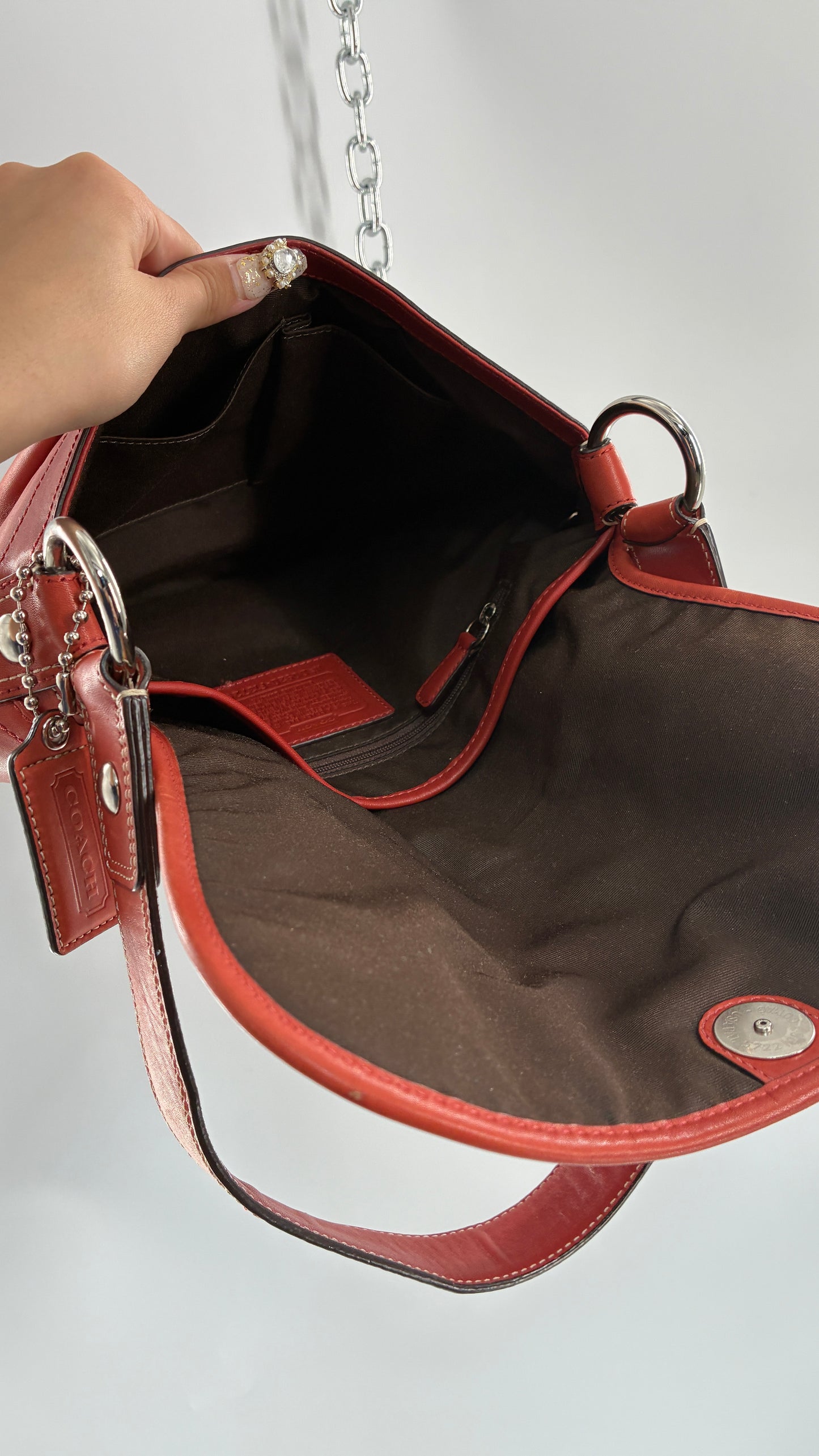 Vintage COACH Soho Salmon Orange Genuine Leather Shoulder Bag