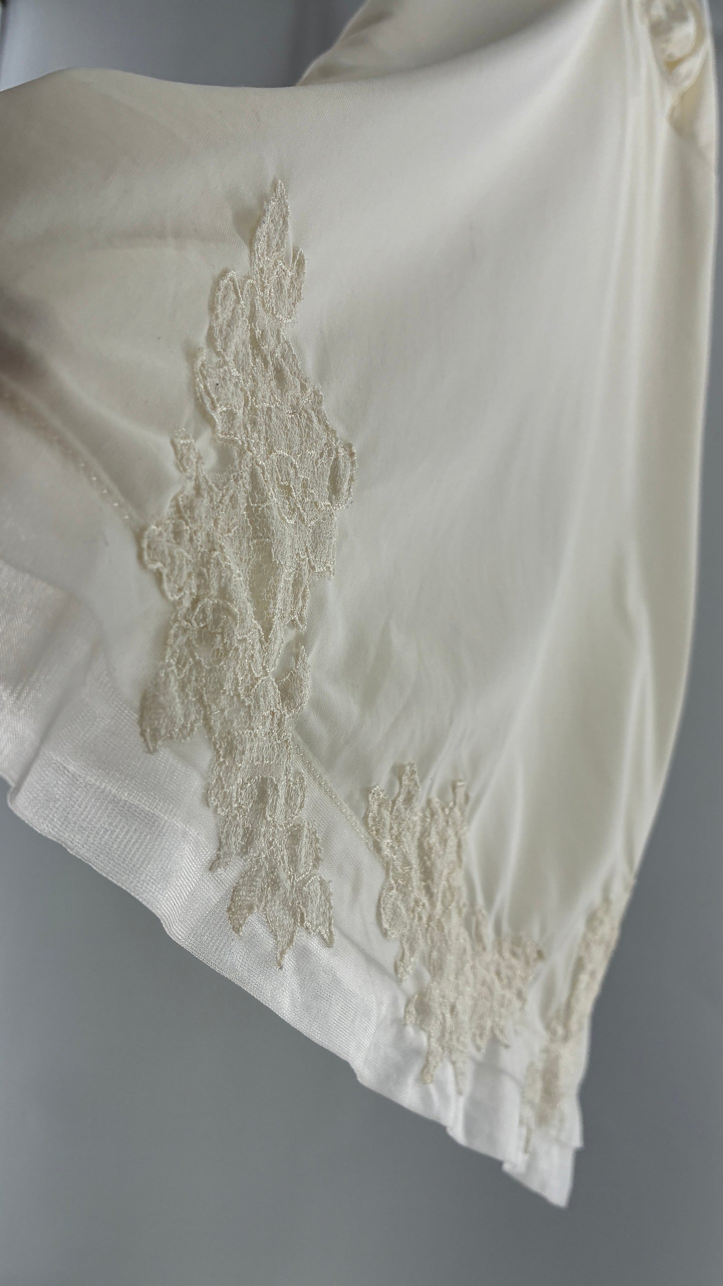 Vintage Van Raalte Suavette Nylon Slip Dress with Pleated, Embroidered Bust (S/34)