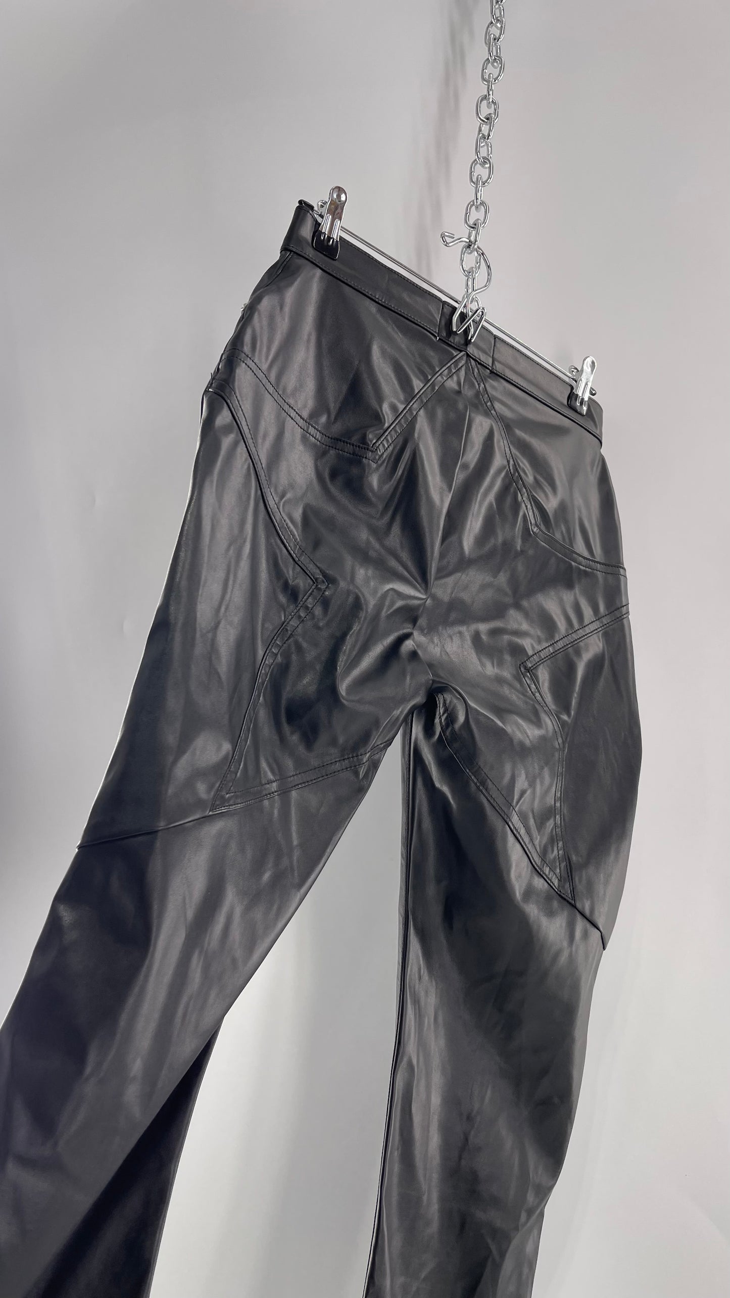 Revice Faux Leather Kick Flares with Star Bum (29)