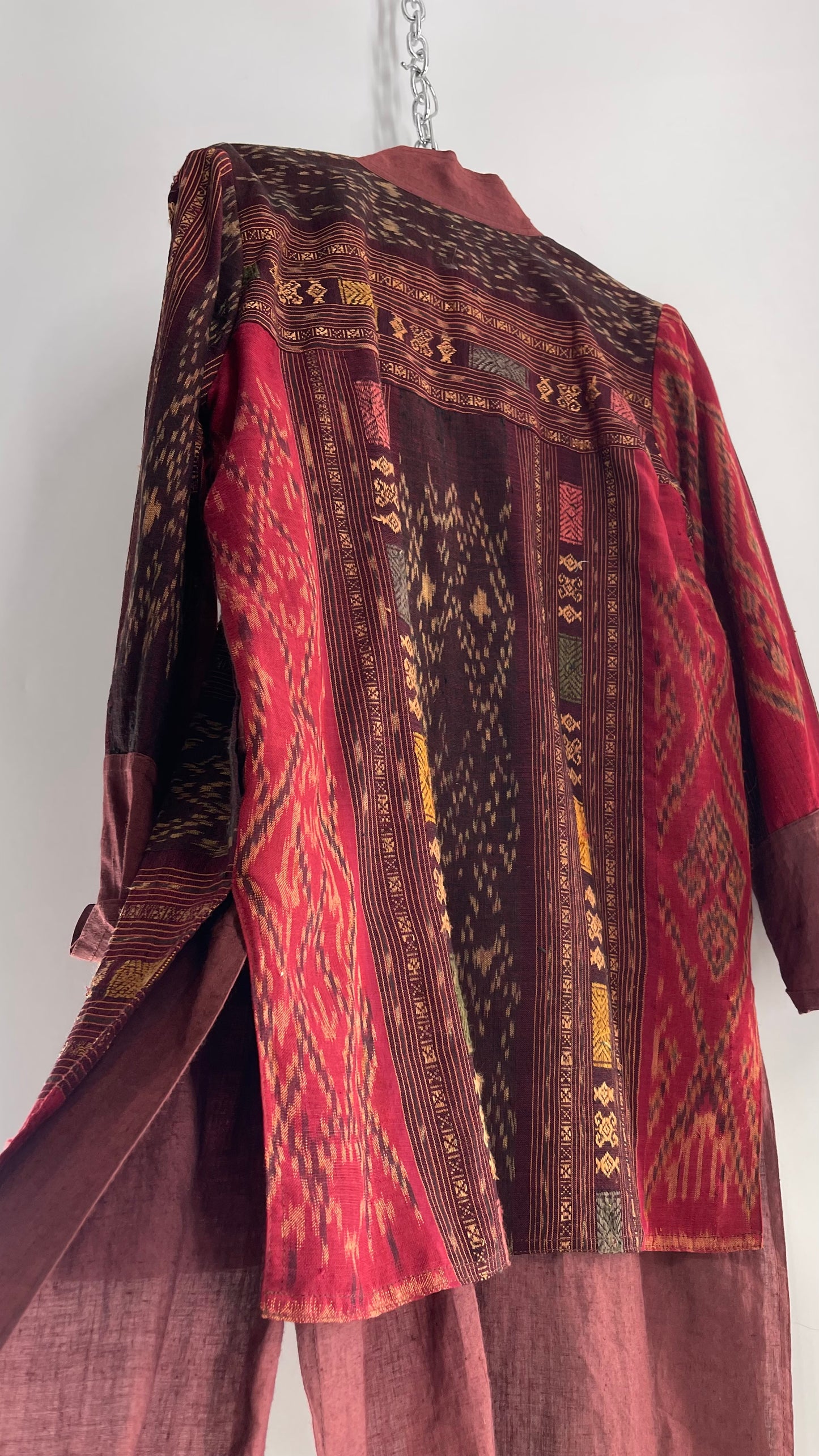 Laise Adzer Vintage Heavily Embroidered, Linen Patchwork Set (M/L)