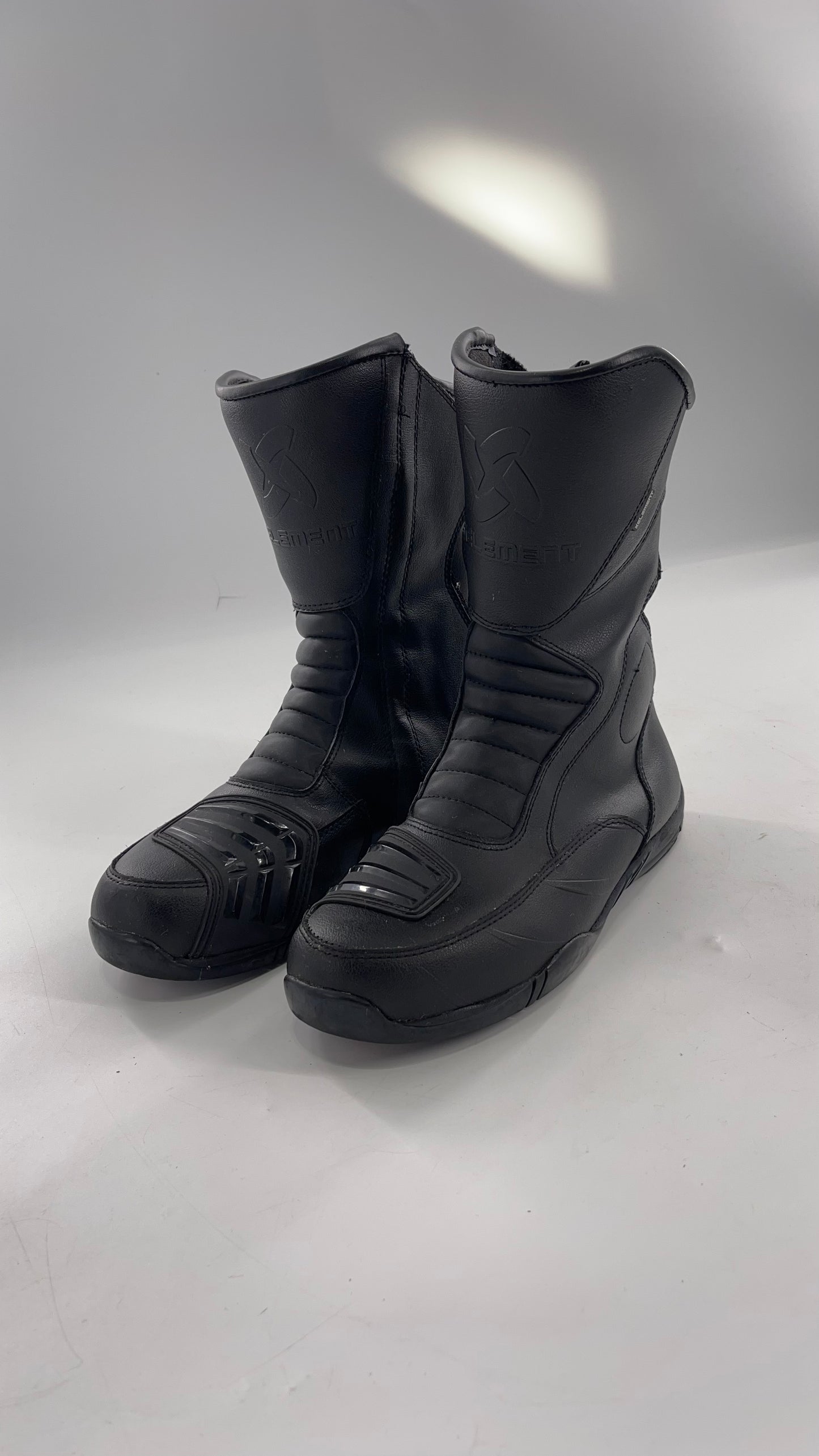 XELEMENT Black Leather Motorcycle Motocross Riding Boots (9.5)