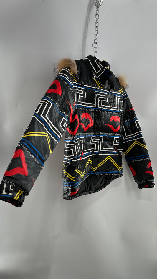 Vintage MARRIED TO THE MOB Graphic Puffer Jacket (Medium)