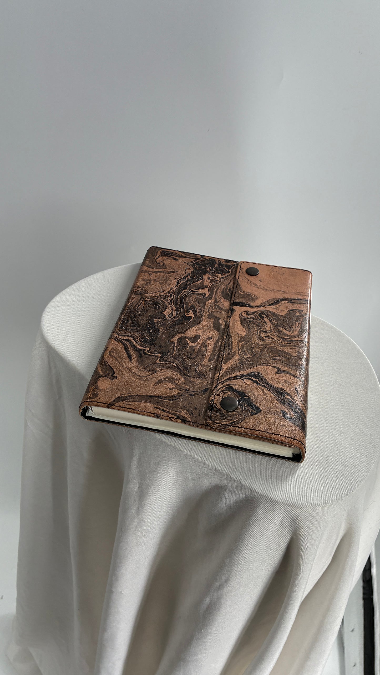 Urban Outfitters Marbled Pink/Grey Leather Bound Notebook