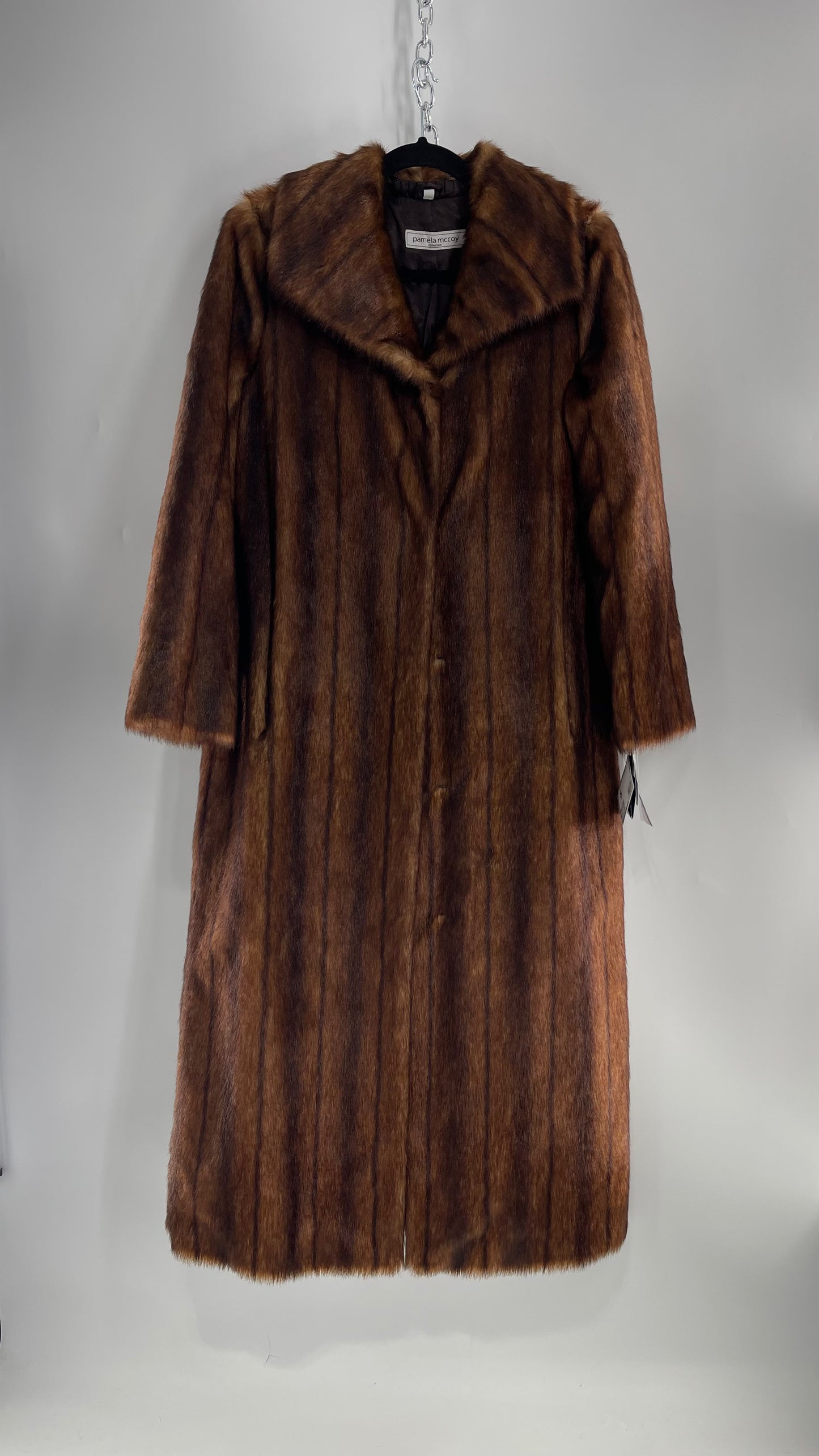 Deadstock Vintage Pamela McCoy Full Length Faux Fur Duster Coat (XS)