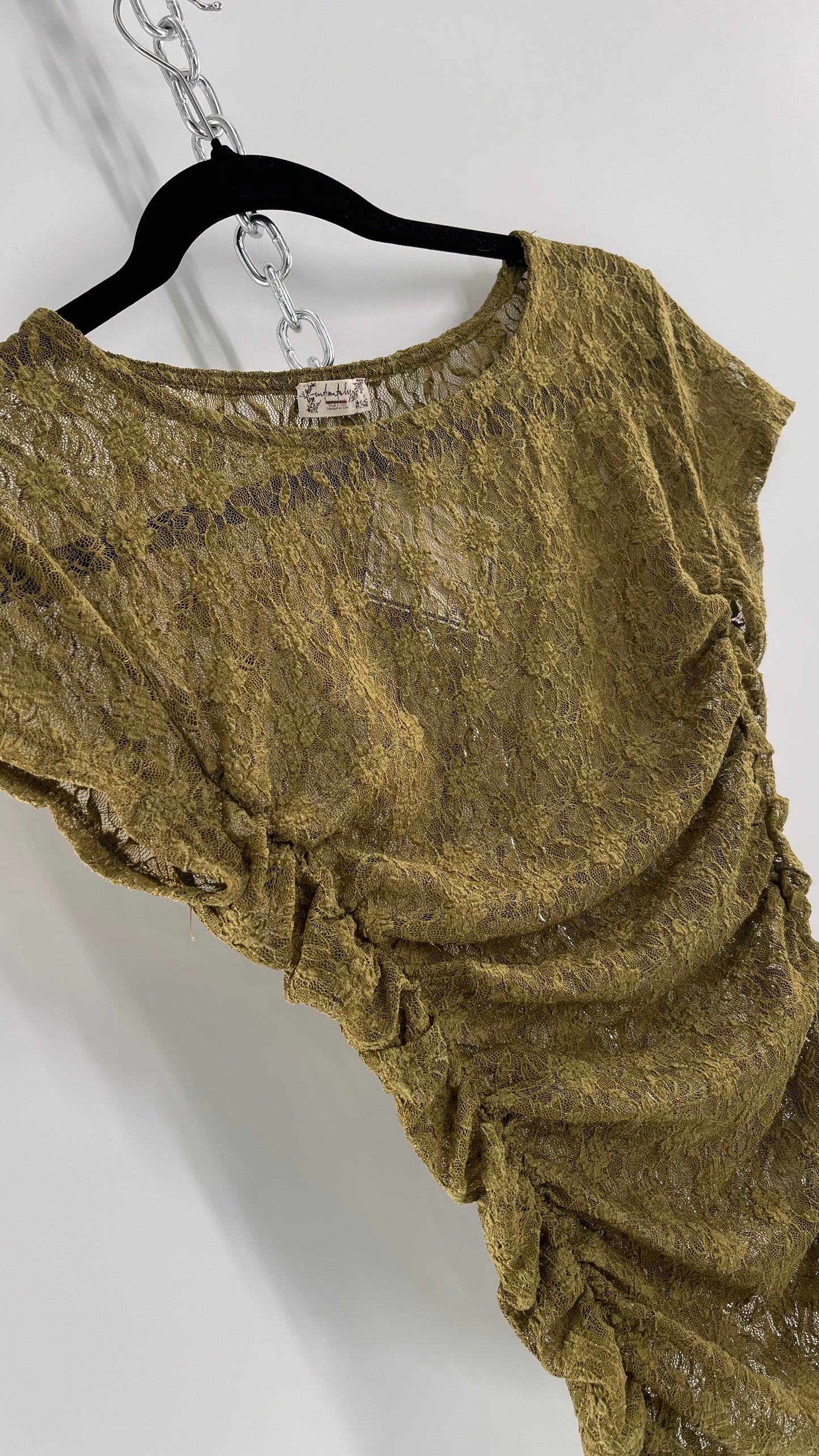 Intimately Free People Army Green Lace Ruche Side T (XS)