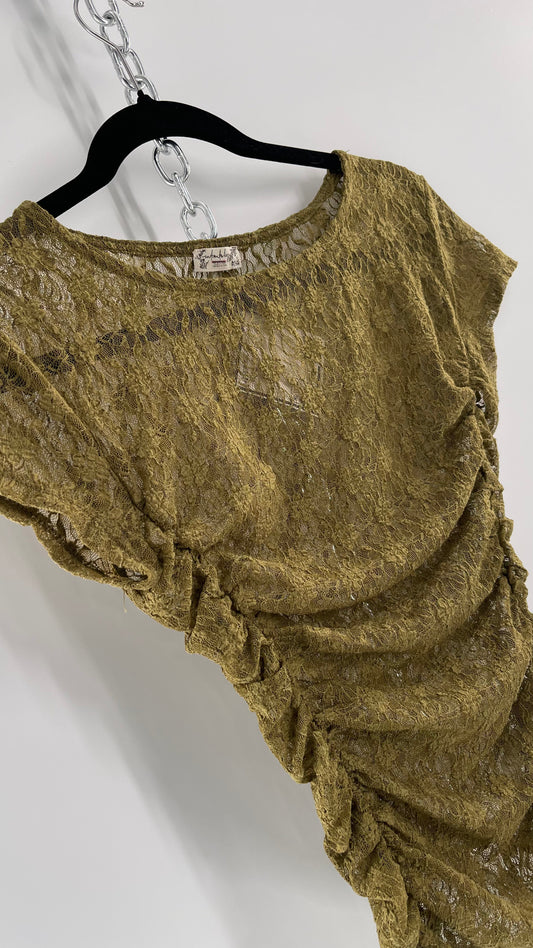 Intimately Free People Army Green Lace Ruche Side T (XS)
