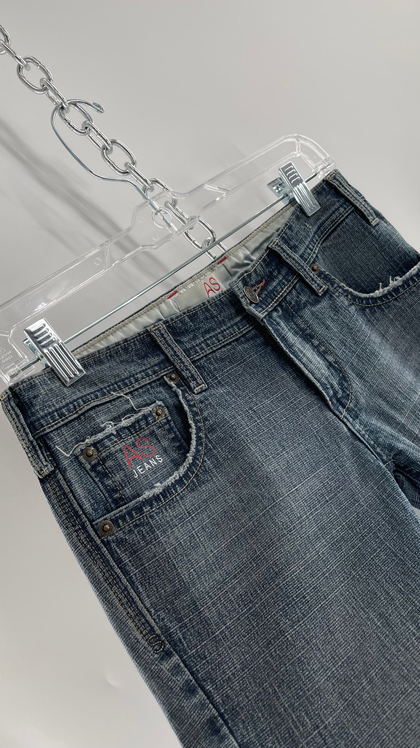 Vintage Smart AS JEANS Light Wash with Silver Metallic Female Posing Silhouette and Paulina Field Embroidery (28)
