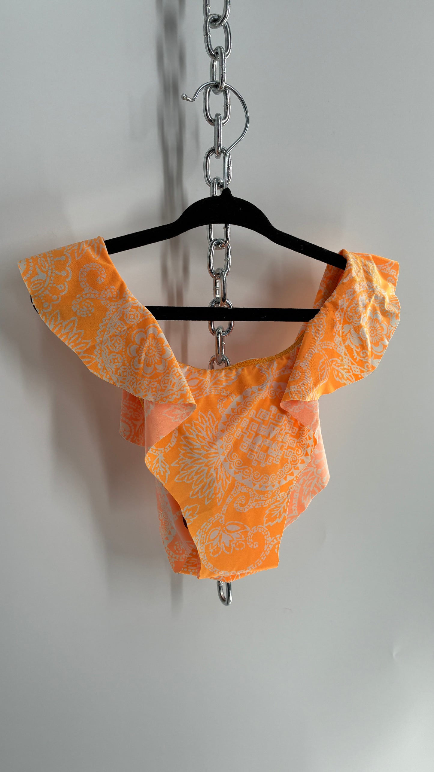 Deadstock Vintage O’NEILL Orange Ruffled Swim Bottom with Embroidered Logo (Small)