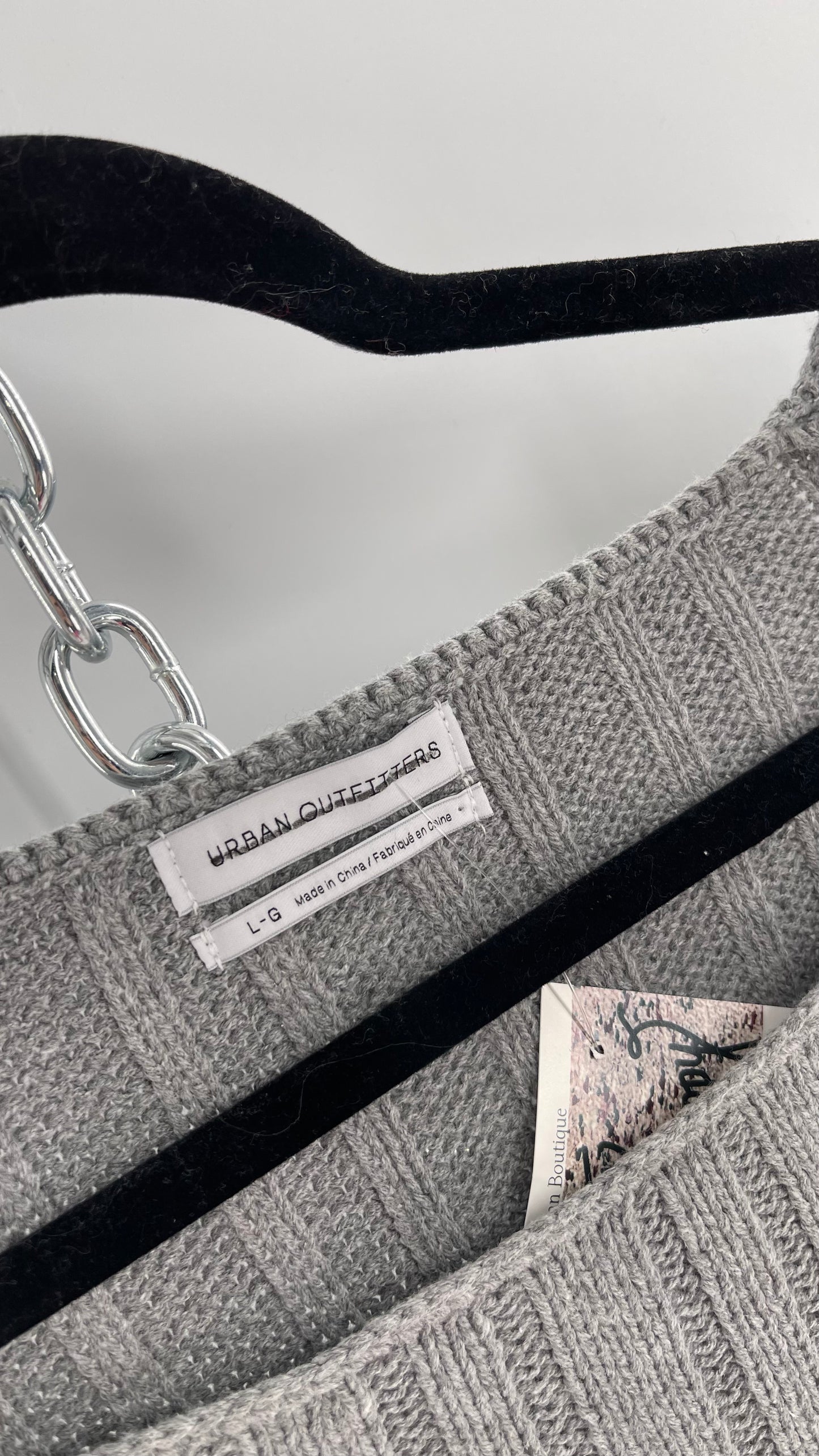 Urban Outfitters Grey Knit Ribbed Cropped Sweater (L)