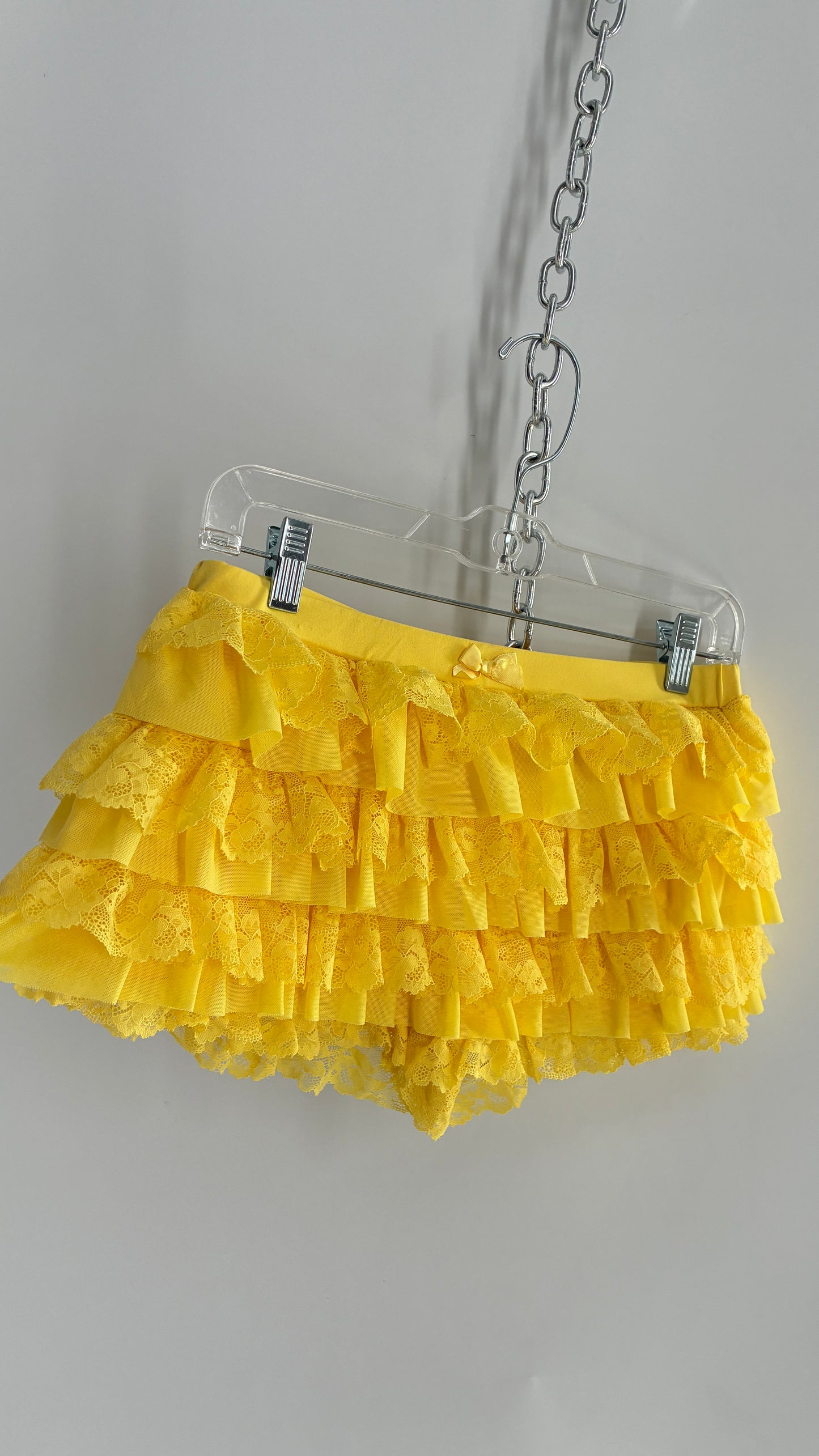 Vintage Yellow Lace Ruffle and Lace Micro Short (Small)