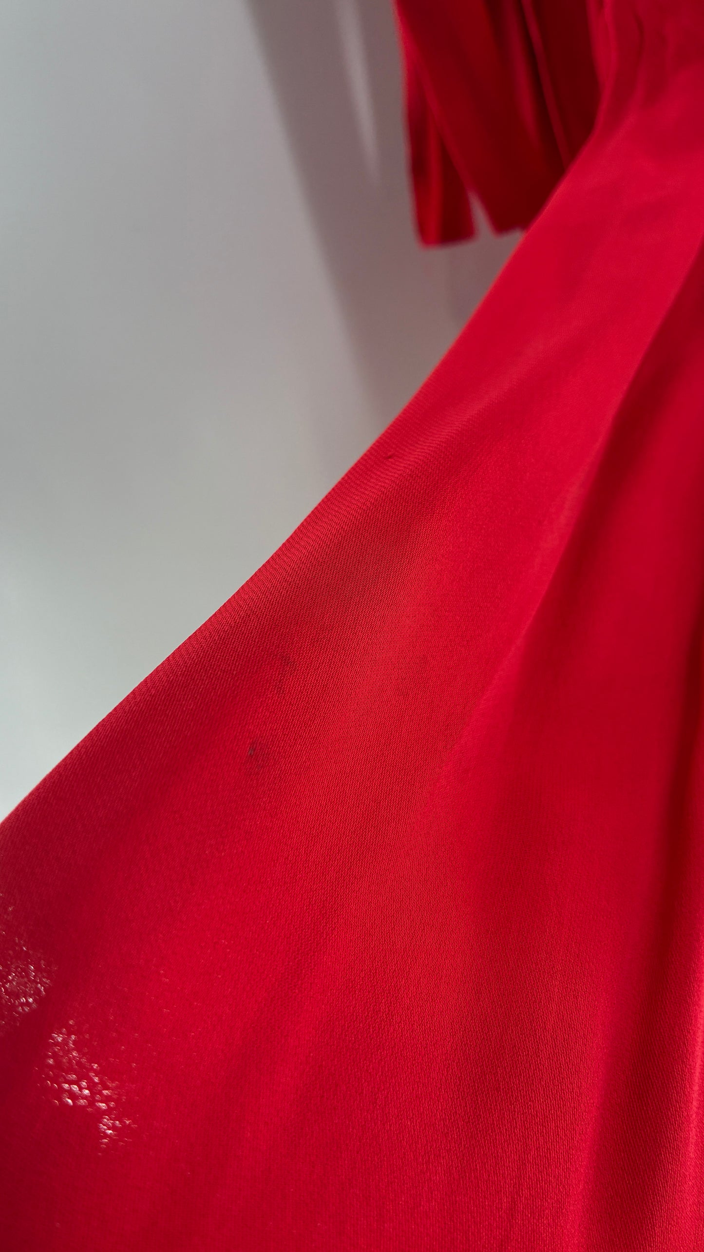 Free People Red Jumpsuit with Waist Ties and Scalloped Lace Details (2)