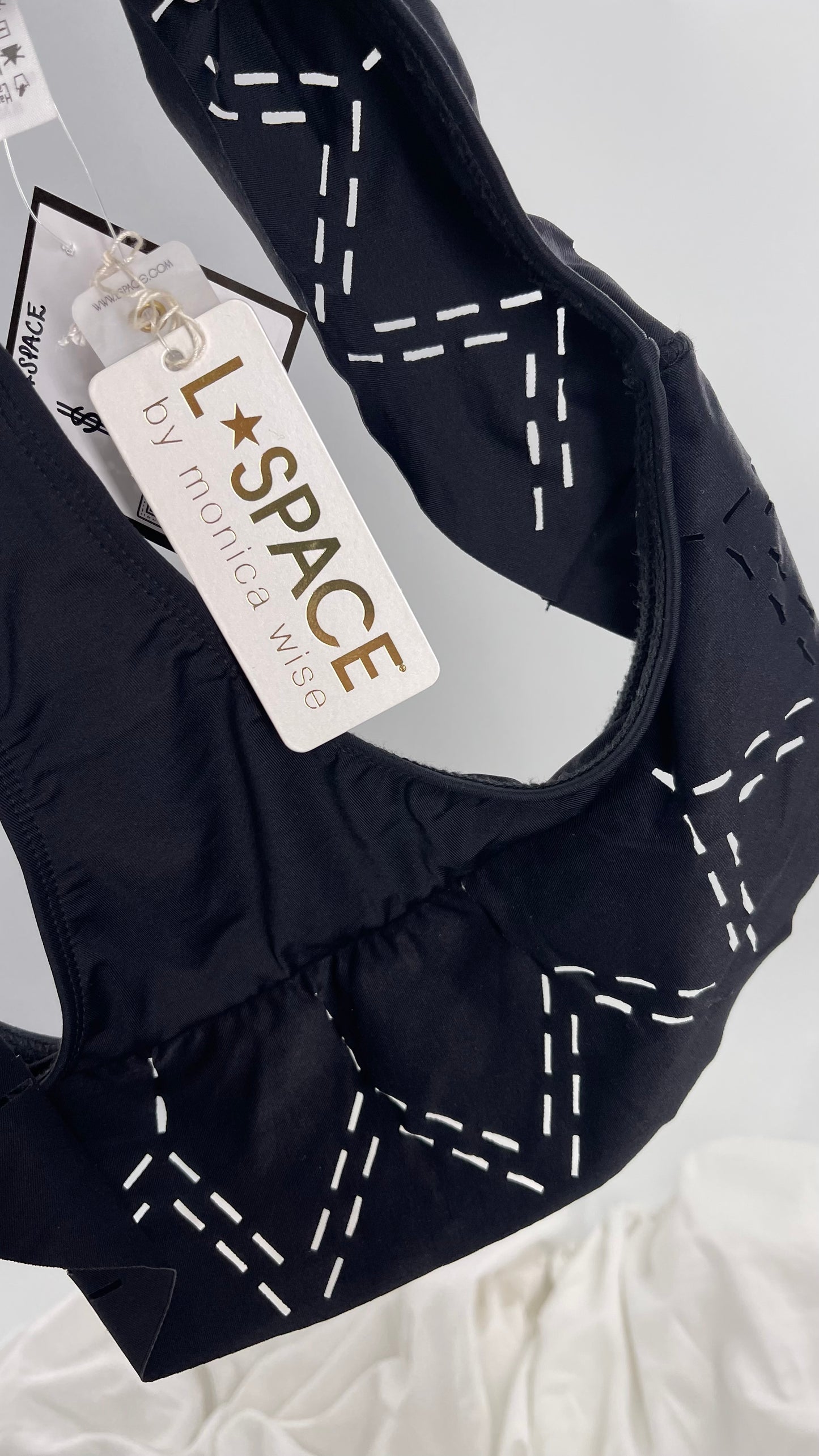 Deadstock Vintage L*SPACE Black Bottoms with Ruffle and Tags Attached (Small)