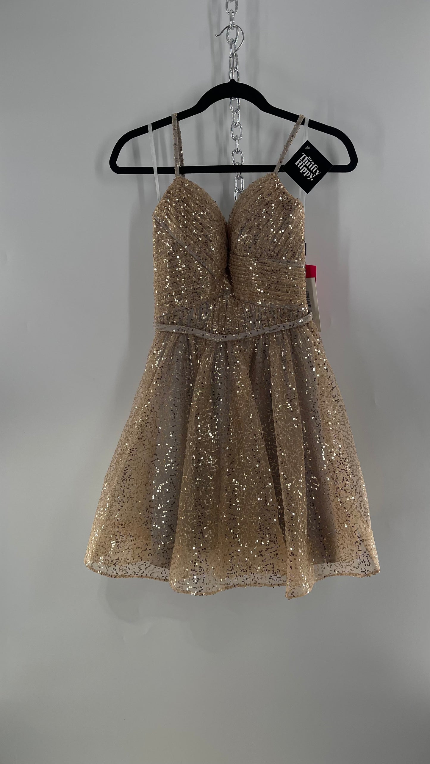 Terani Couture 1922H0420 Sleeveless Gold Sequin Tutu Dress with Ruched Corset Body (0)