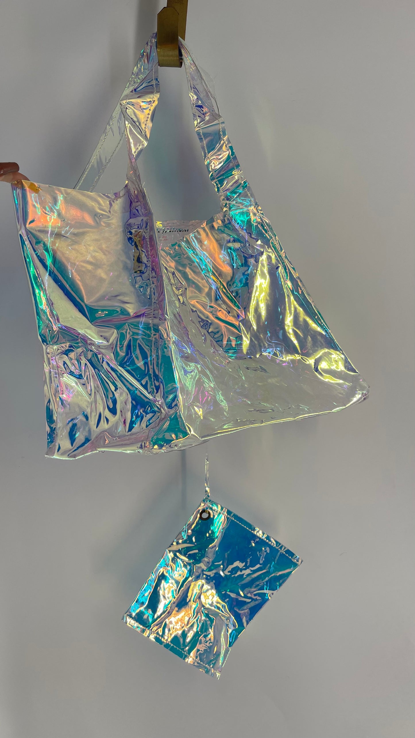 Free People Movement Iridescent Color Changing Tote Bag and Pouch Set