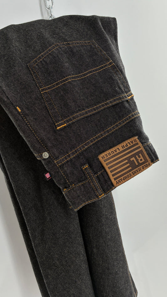 Vintage Ralph Lauren 100% Cotton Dark Wash Denim Full Length Skirt  (6)