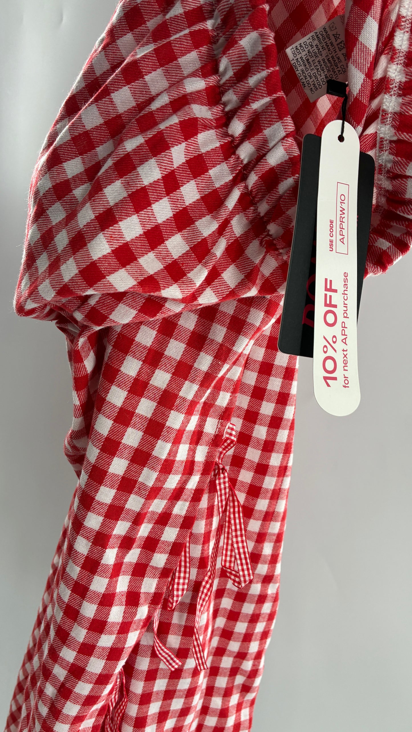 Gingham Wide Leg Picnic Pants with Ribbon Detailing (XXXL)