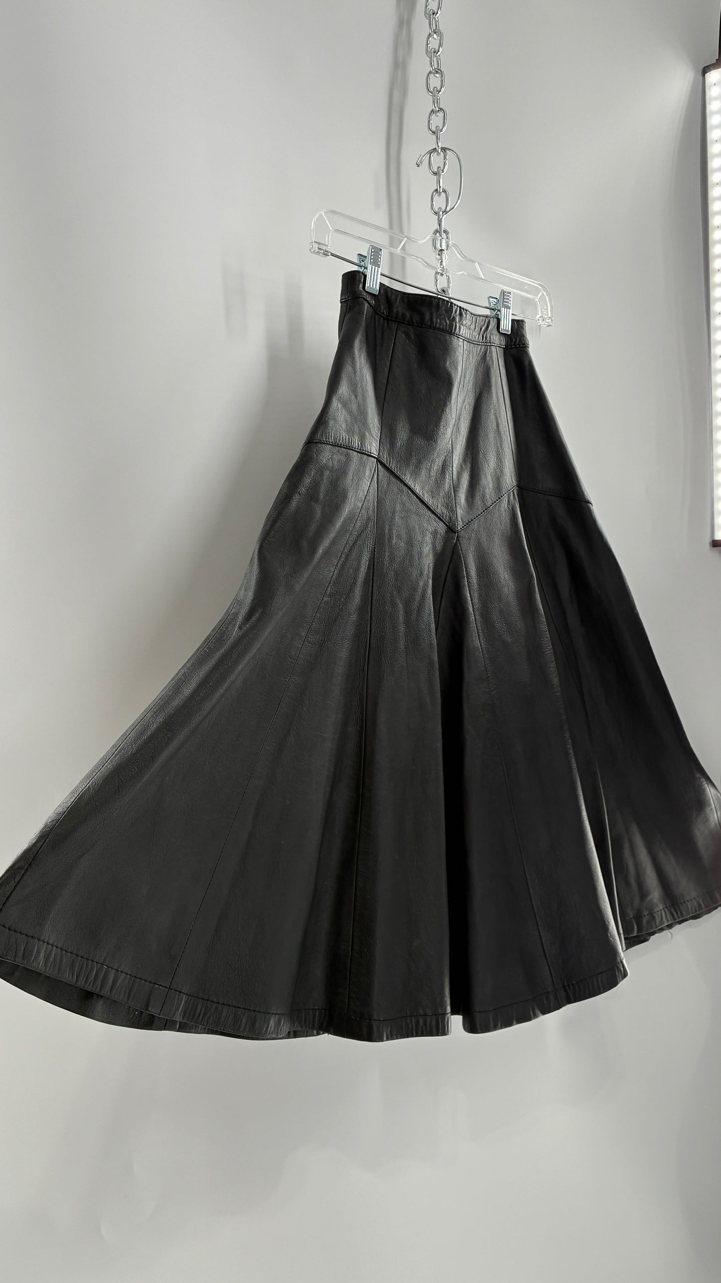 Vintage Fergs Omorro Leather Full Circle Skirt Made in Italy (XS)