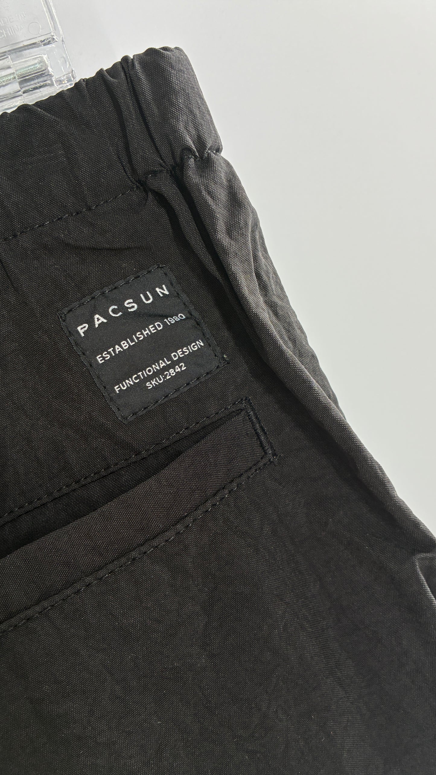 PACSUN Black Baggy Cargos with Adjustable Strap Details (Medium)