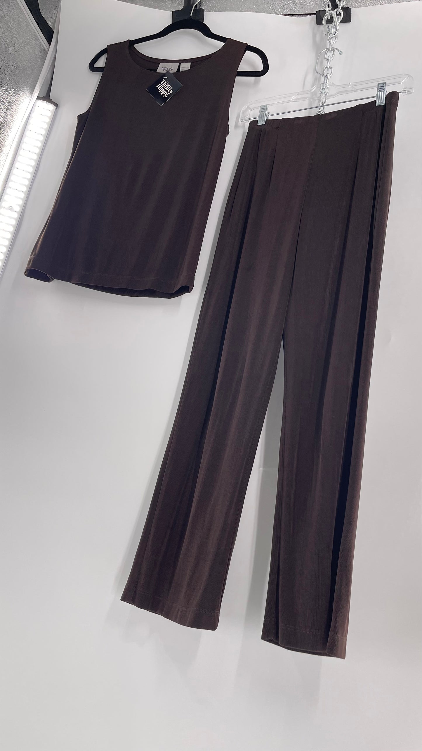 CHICOS Vintage Set Dark Brown/Grey Loungewear ‘Run Those Errands’ 2pc Set (XL)