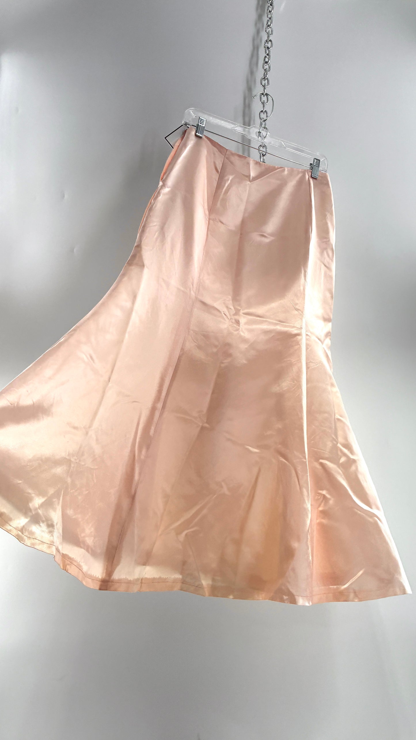 Vintage Peach Toned Satin Handmade Mermaid Style Paneled Skirt