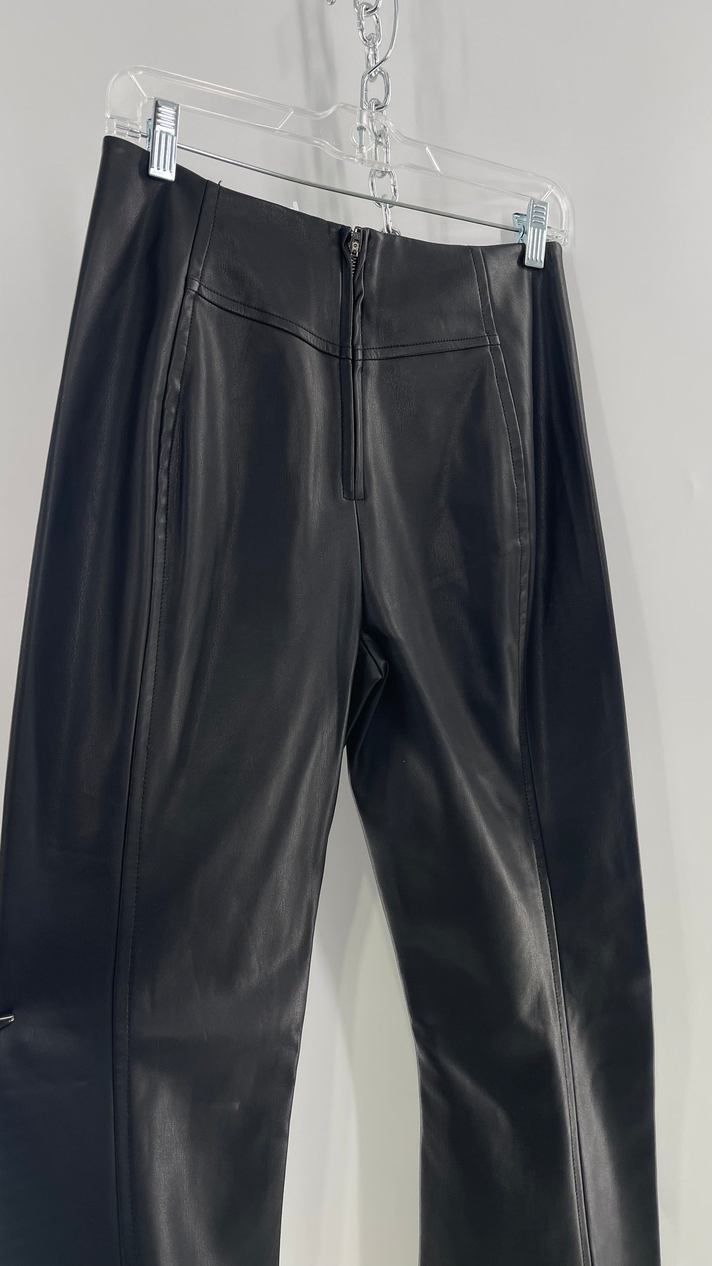 Free People Black Vegan Leather Kick Flares (28)
