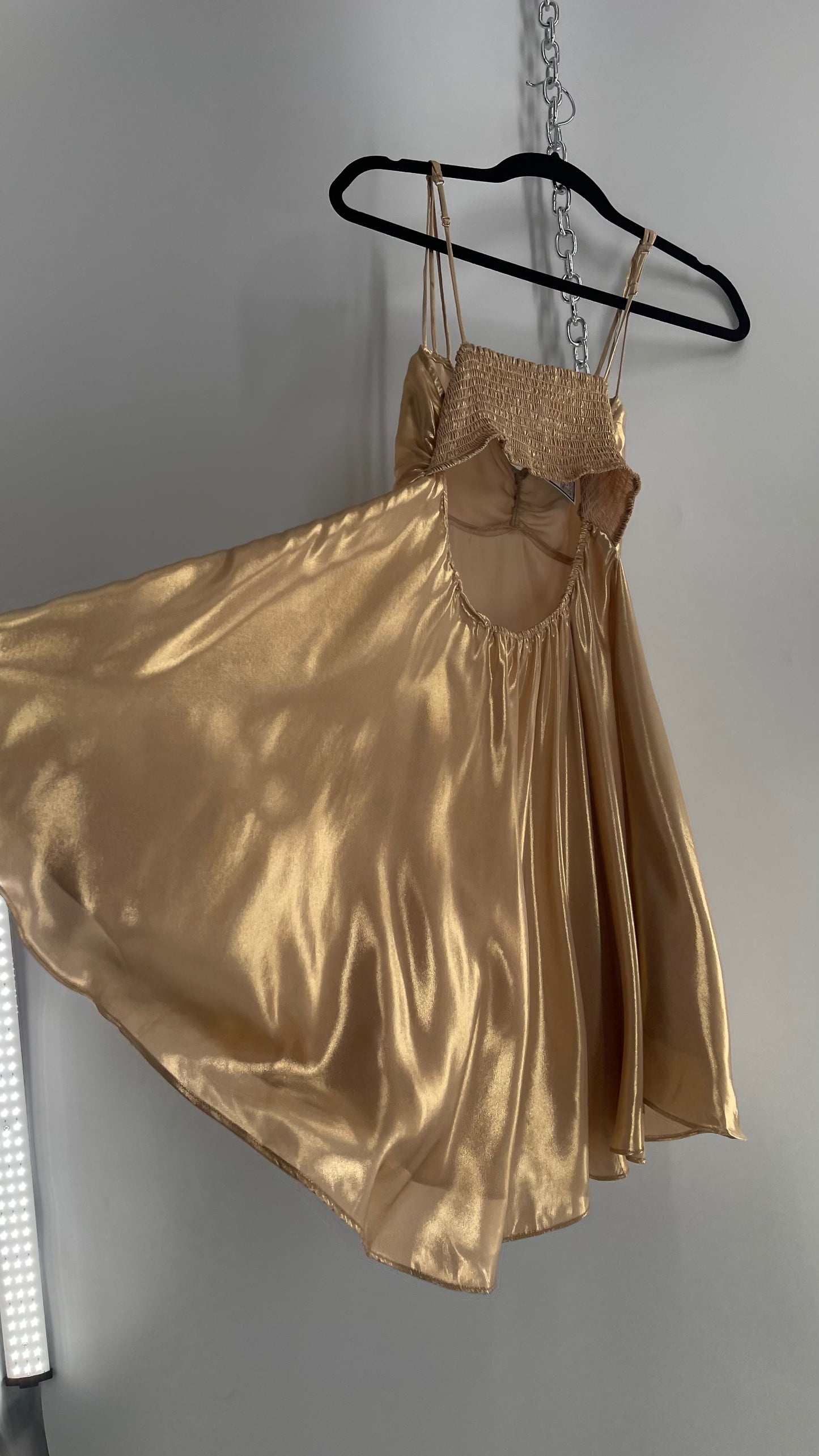 Intimately Free People Liquid Metal Gold Backless Dress (XS)