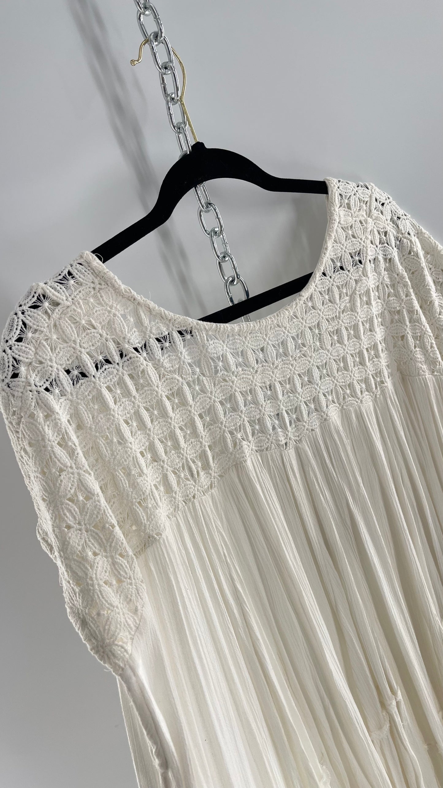 Free People White Cotton Voluminous T Shirt Dress (S)