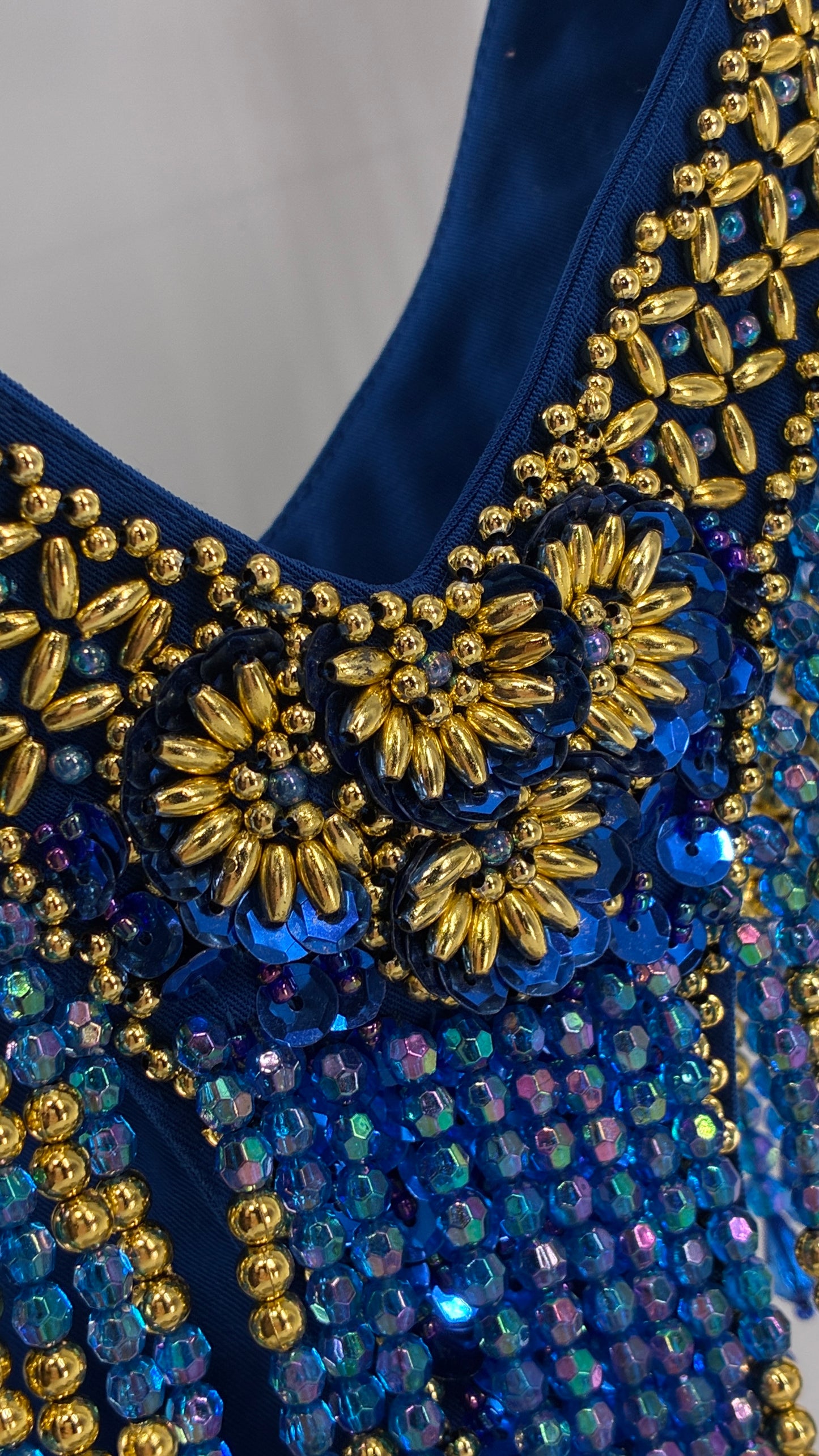 Vintage Royal Blue and Gold Beaded Belly Dancing Set
