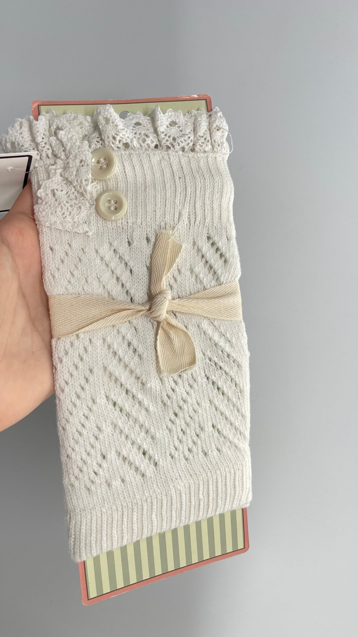 Vintage Lace Trim, Buttoned Leg Warmers