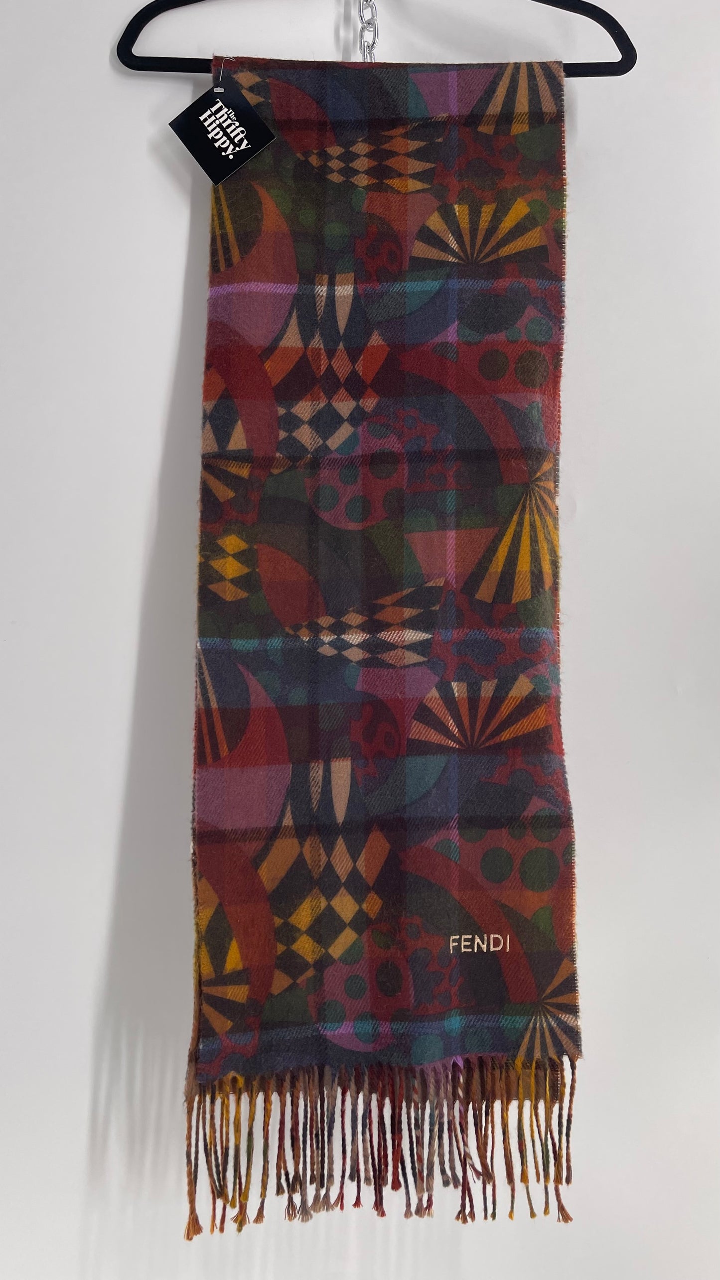 Vintage FENDI Abstract Autumnal Tone Scarf, Unauthenticated