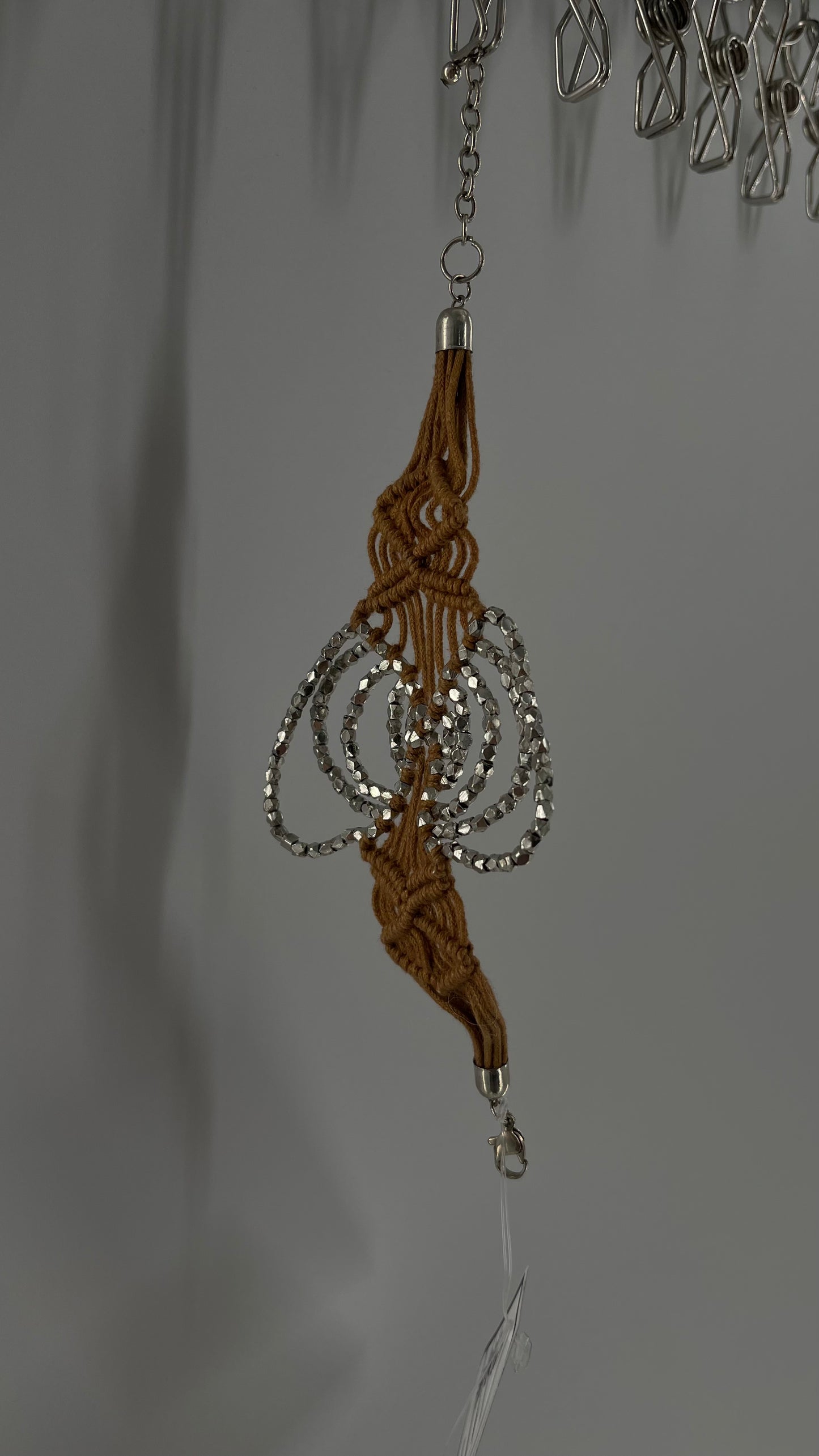 Free People Macrame Bracelet with Silver Metal Butterfly