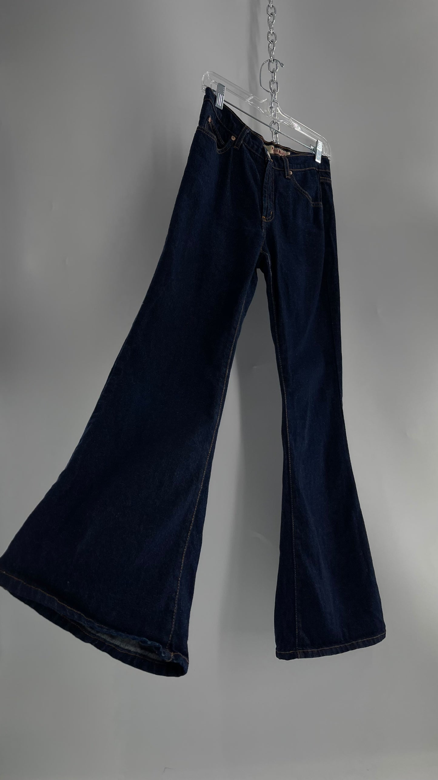 Vintage PARIS BLUES Dark Wash Kick Flare Denim Jeans(5)