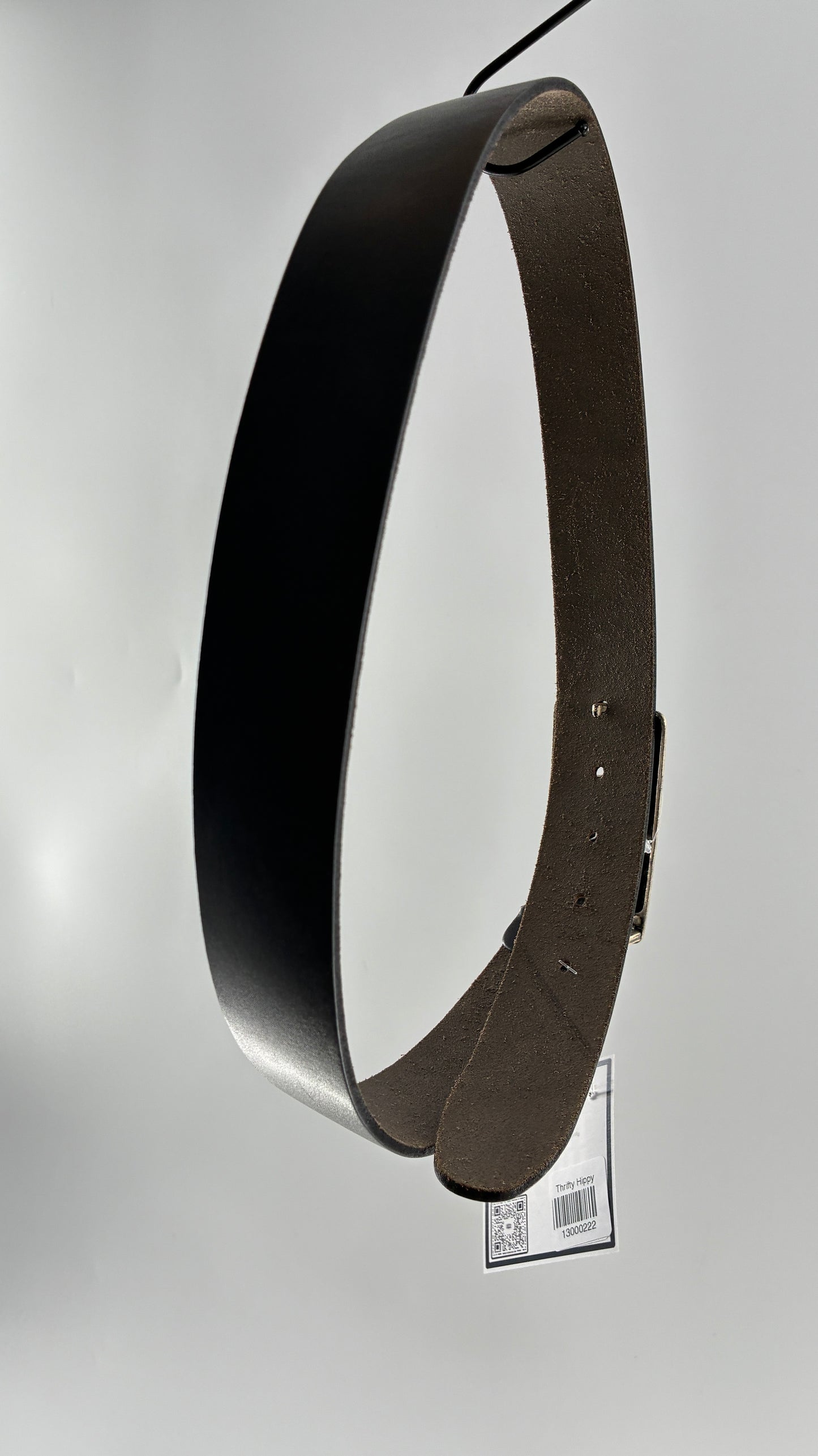 Vintage THE LIMITED Black Leather Belt with Heavy Metal Buckle (Large)