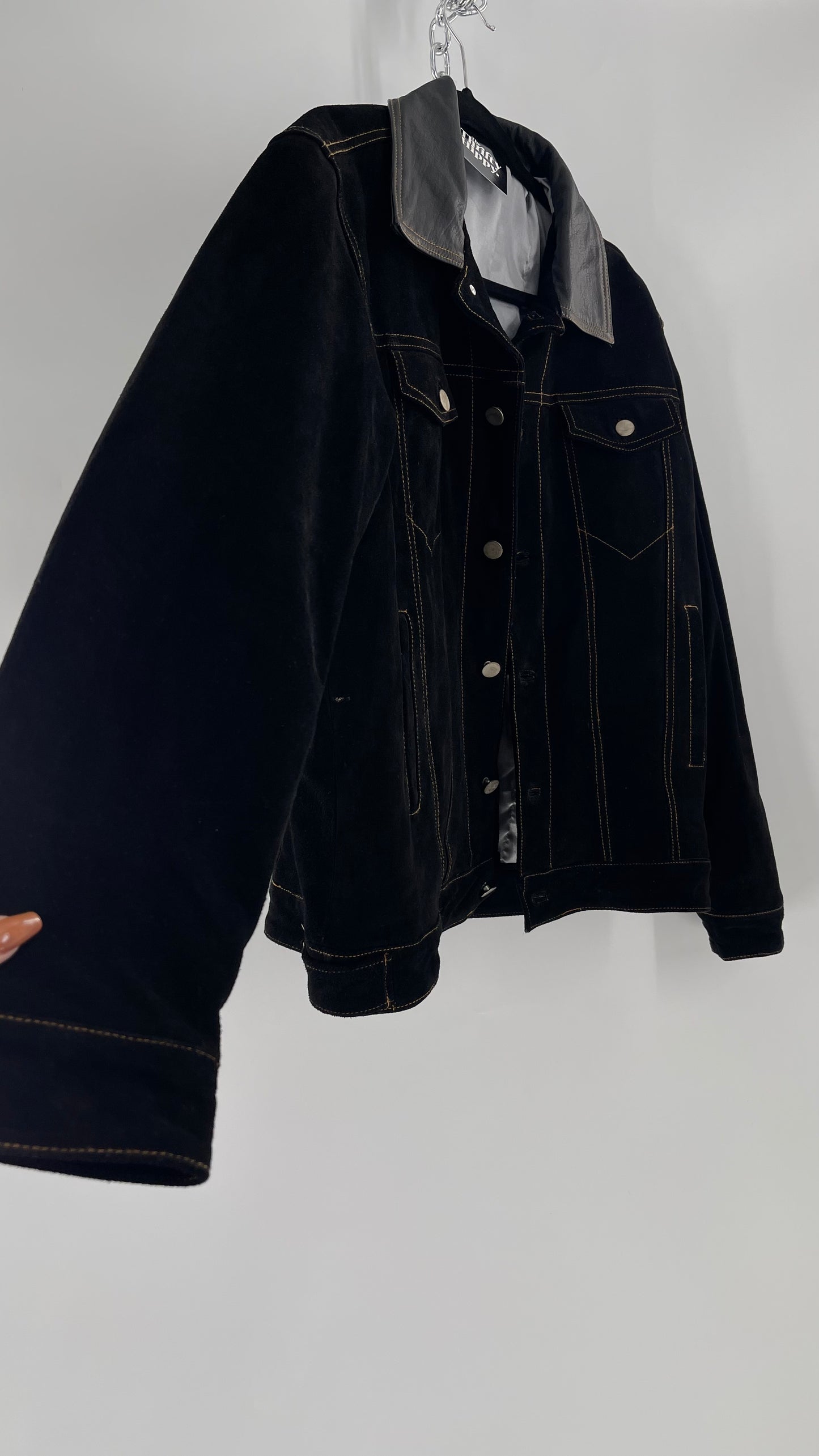 Vintage Extreme Black Suede Heavy Duty Cinematic Jacket (Medium)