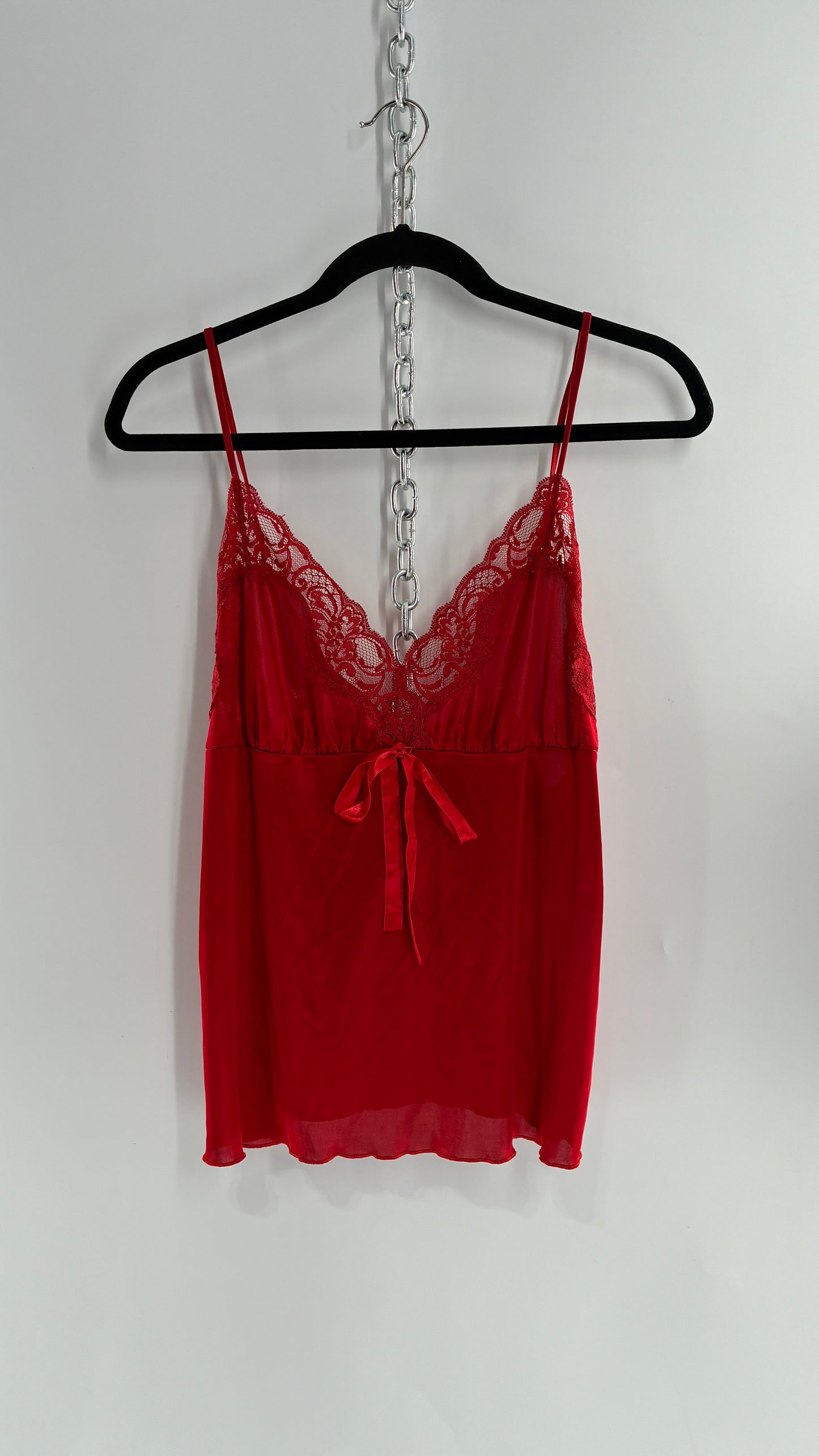 Vintage MARISA Red Lace Trim Camisole (Large)