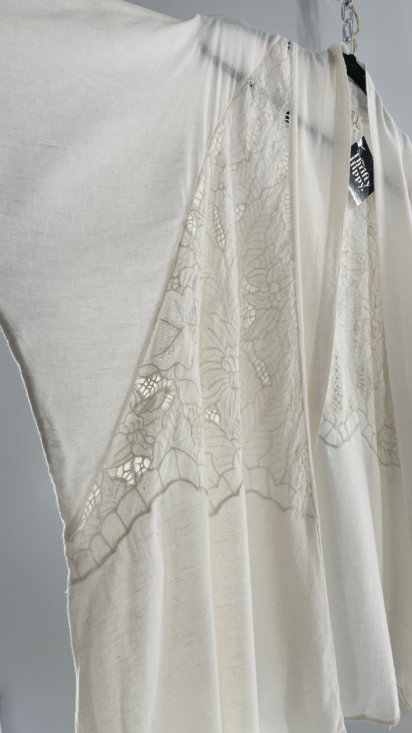 Intimately Free People Linen/Cotton White Cape with Embroidery Design (Medium)